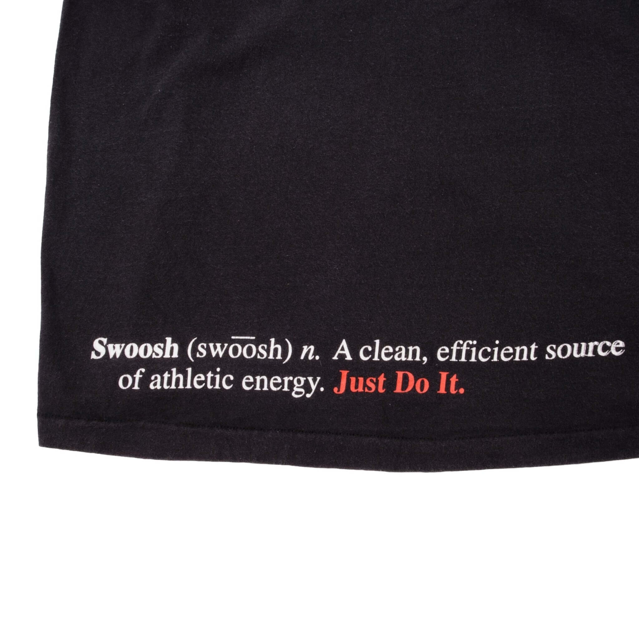 Vintage Nike Big Swoosh Definition Black Tee Shirt Late 1990s Size Large Made In USA.