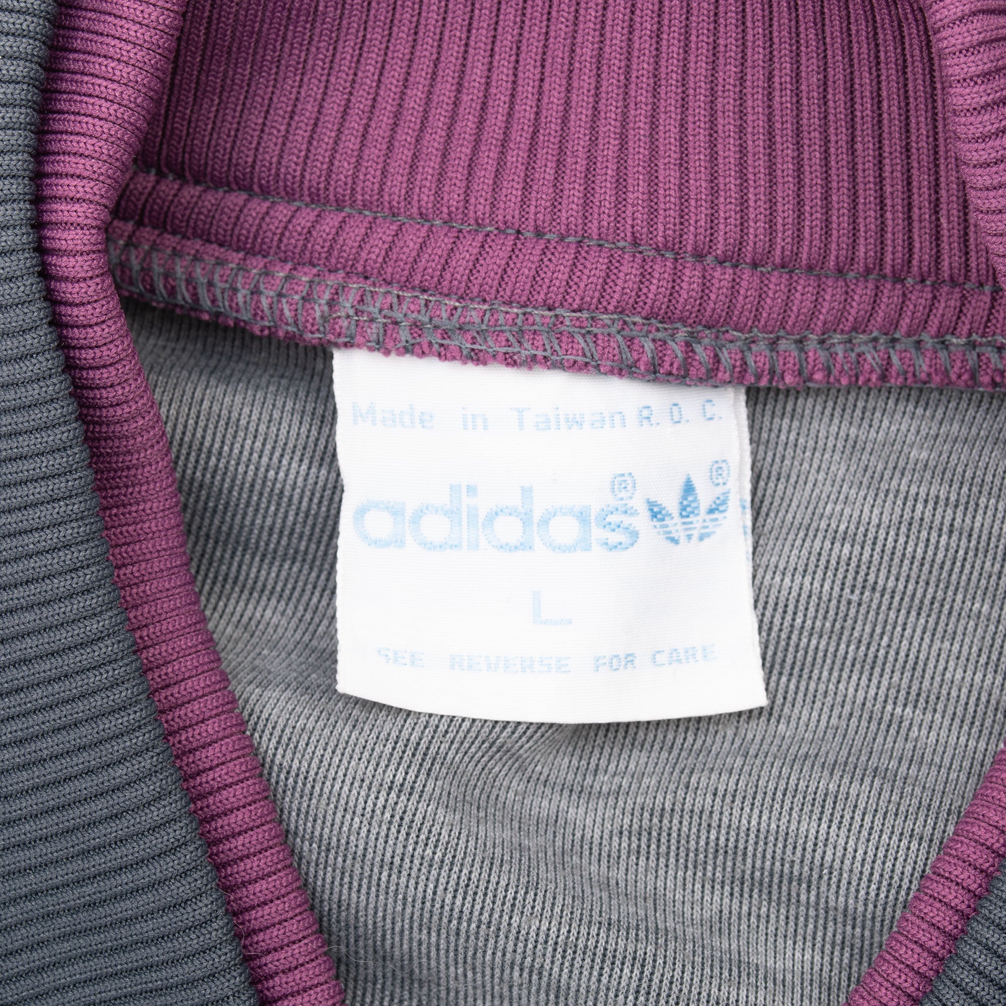 Vintage Adidas Grey And Purple Track Jacket 1980S Size Large