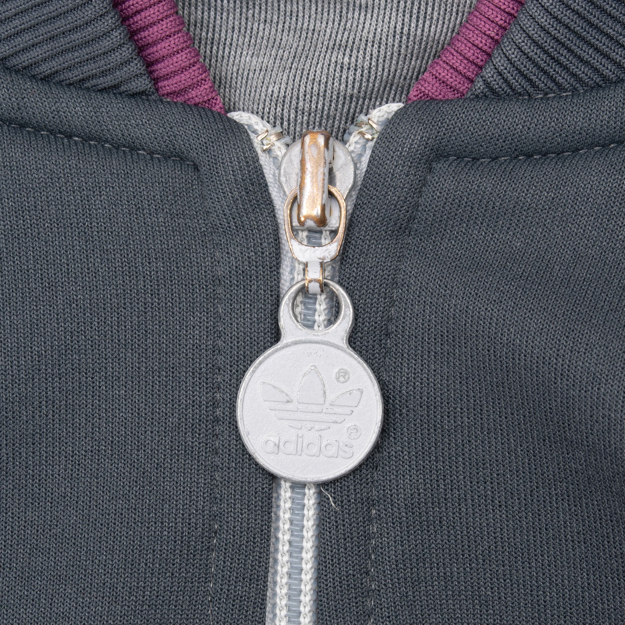 Vintage Adidas Grey And Purple Track Jacket 1980S Size Large