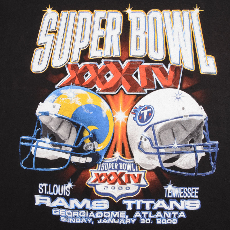 Vintage Nfl St Louis Rams Vs Tennessee Titans Super Bowl XXXIV 2000 Tee Shirt Size 2XL