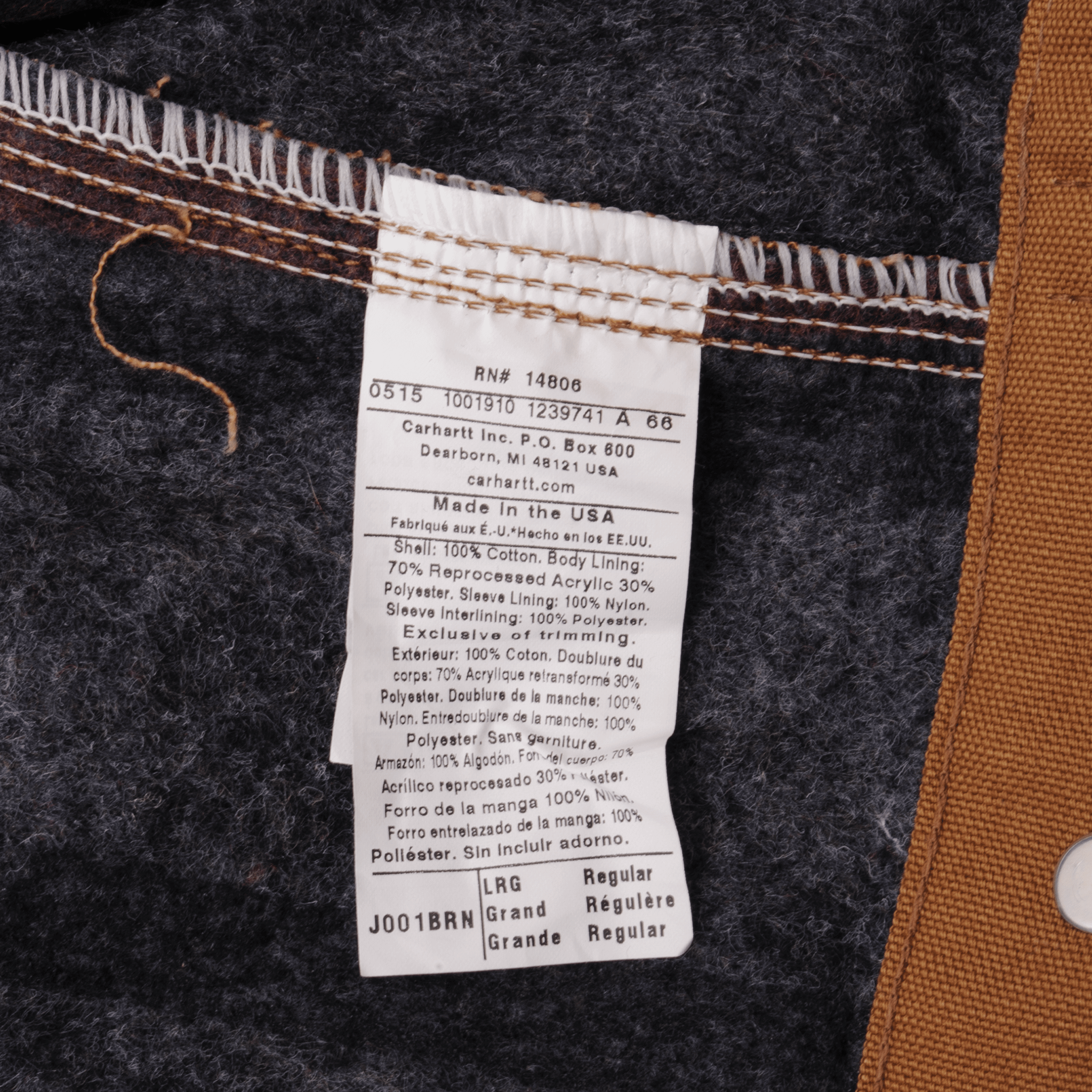 Vintage Carhartt Detroit Style Blanket Lined Worker Jacket 1990S Size Large Made In USA Deadstock