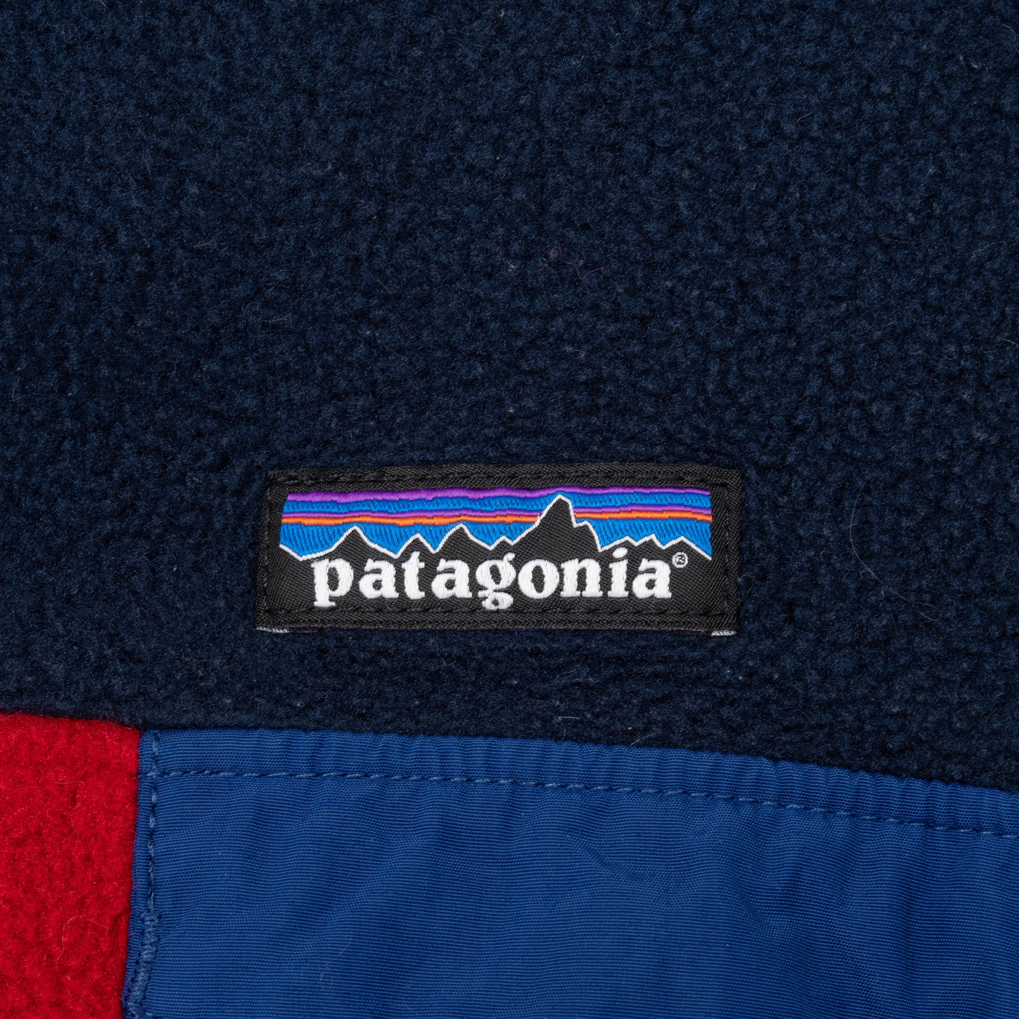 VINTAGE PATAGONIA SNAP T BLUE & RED SYNCHILLA PULLOVER FLEECE JACKET MEDIUM