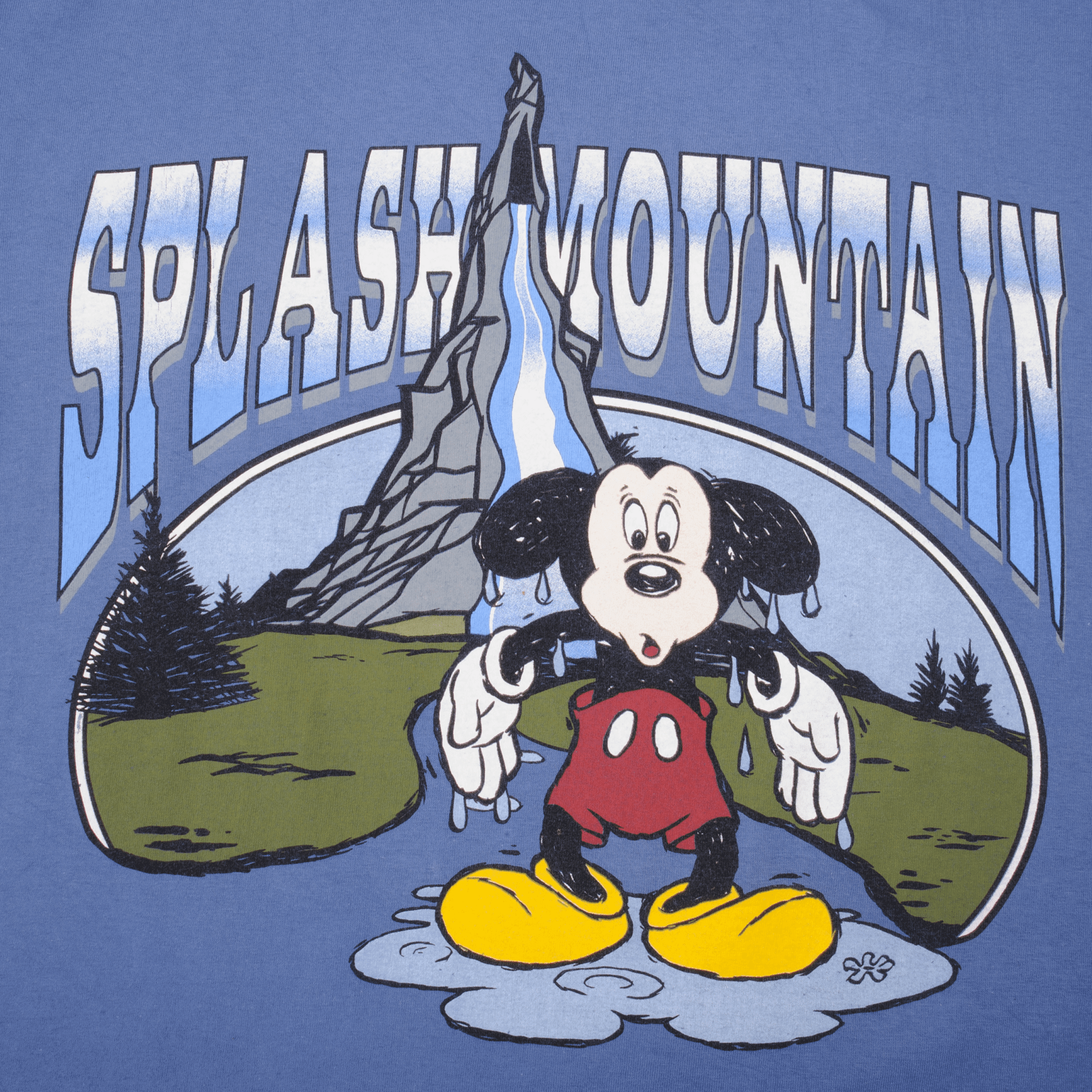 Vintage Disney Design Splash Mountain Mickey Mouse Tee Shirt 1990s Size XL Made In USA