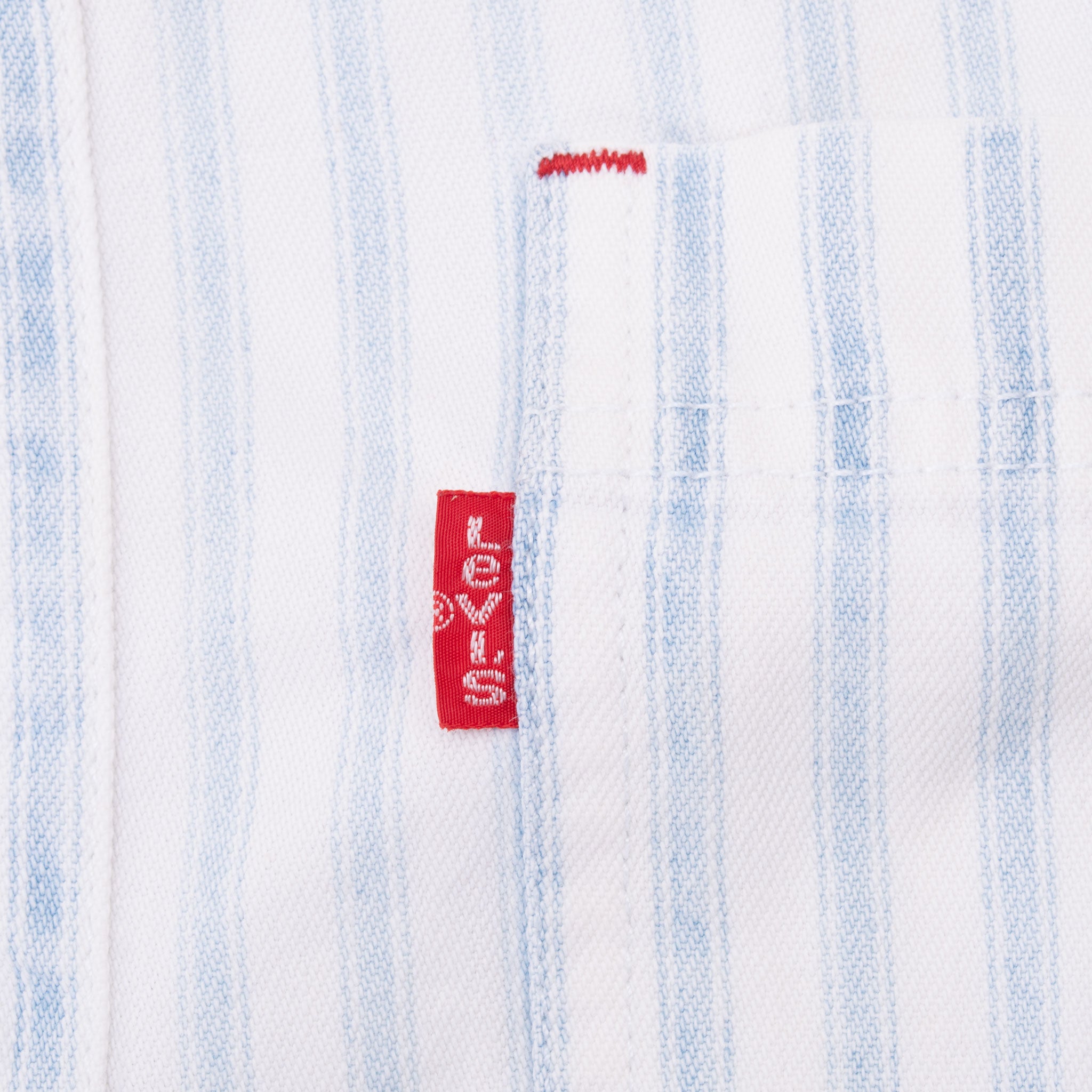 Vintage Levis Blue And White Striped Pocket Shirt 1990S Size Large