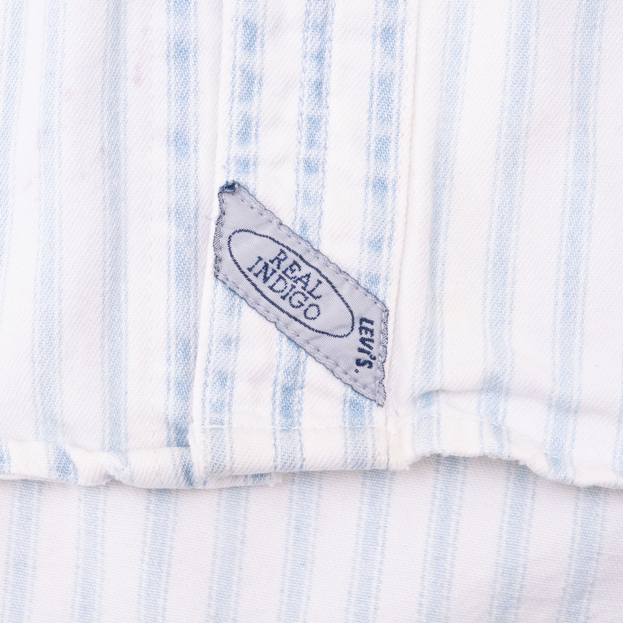 Vintage Levis Blue And White Striped Pocket Shirt 1990S Size Large