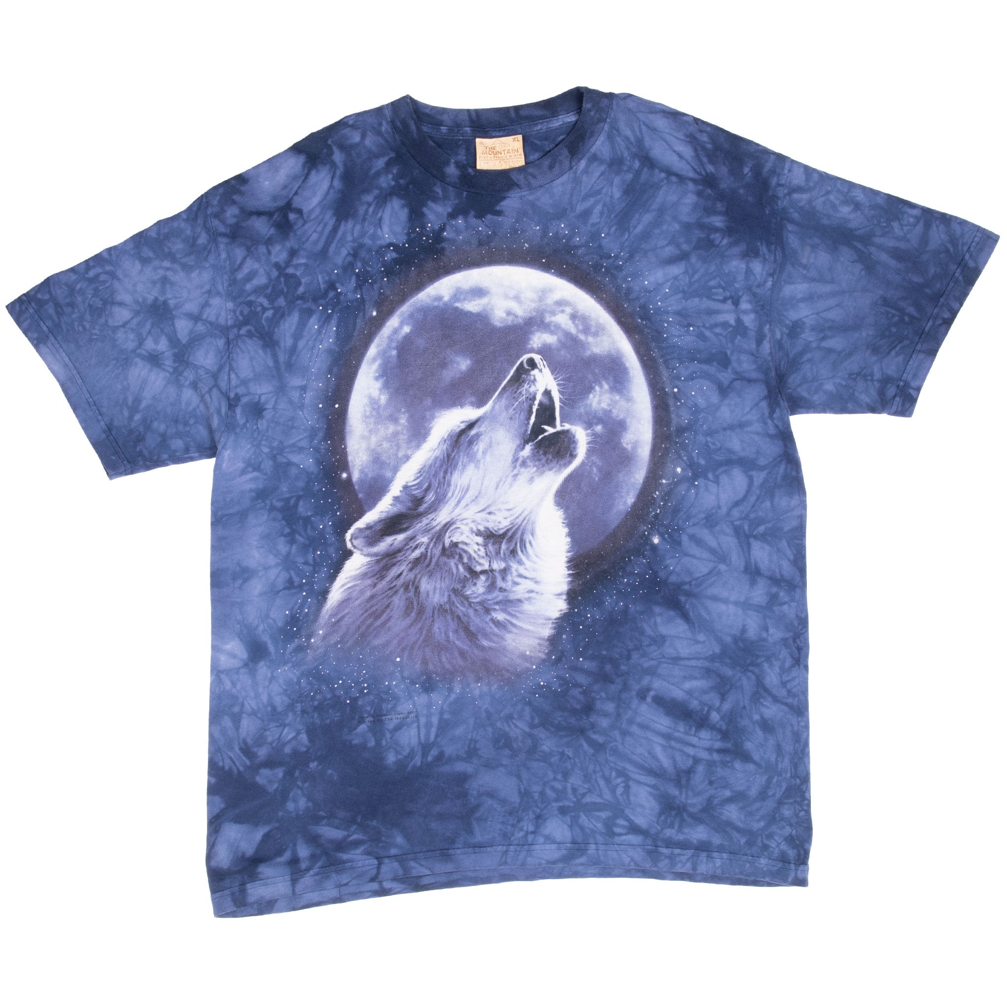 Vintage Animal Print Moon Wolf Tie Dye Tee Shirt 1997 Size XL Made In Usa