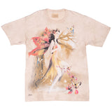 Vintage Tye Die The Mountain Linda Bergkvist Elf Fairy Animal Print Tee Shirt 2003 Size Medium