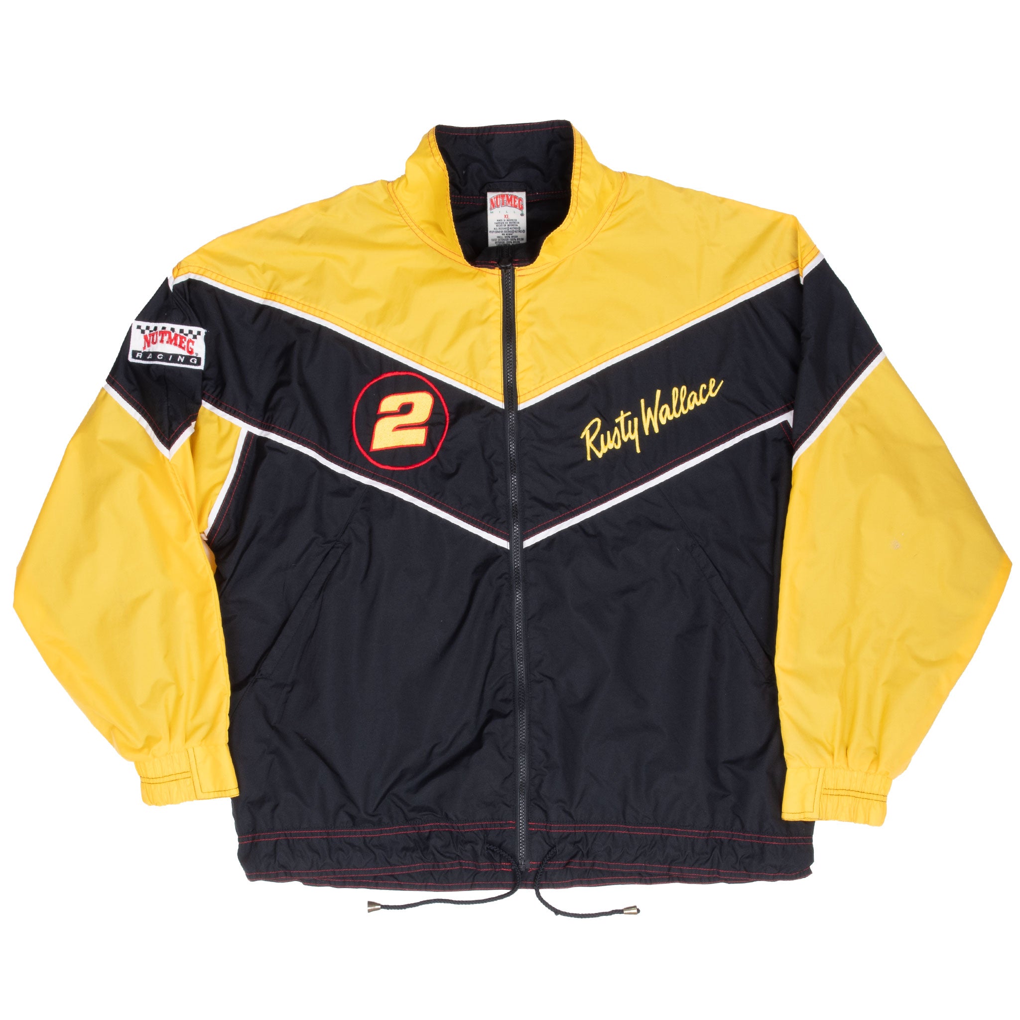 VINTAGE NASCAR RUSTY WALLACE NUTMEG RACING WINDBREAKER JACKET 1990S XL