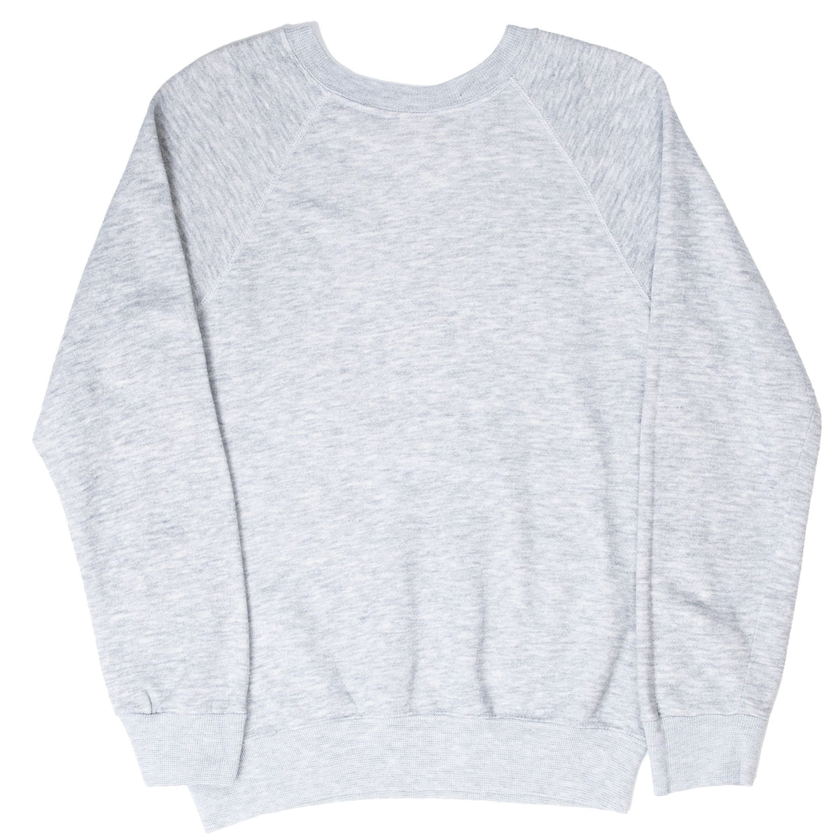 Back of plain grey Disney raglan sweatshirt with ribbed cuffs and hem