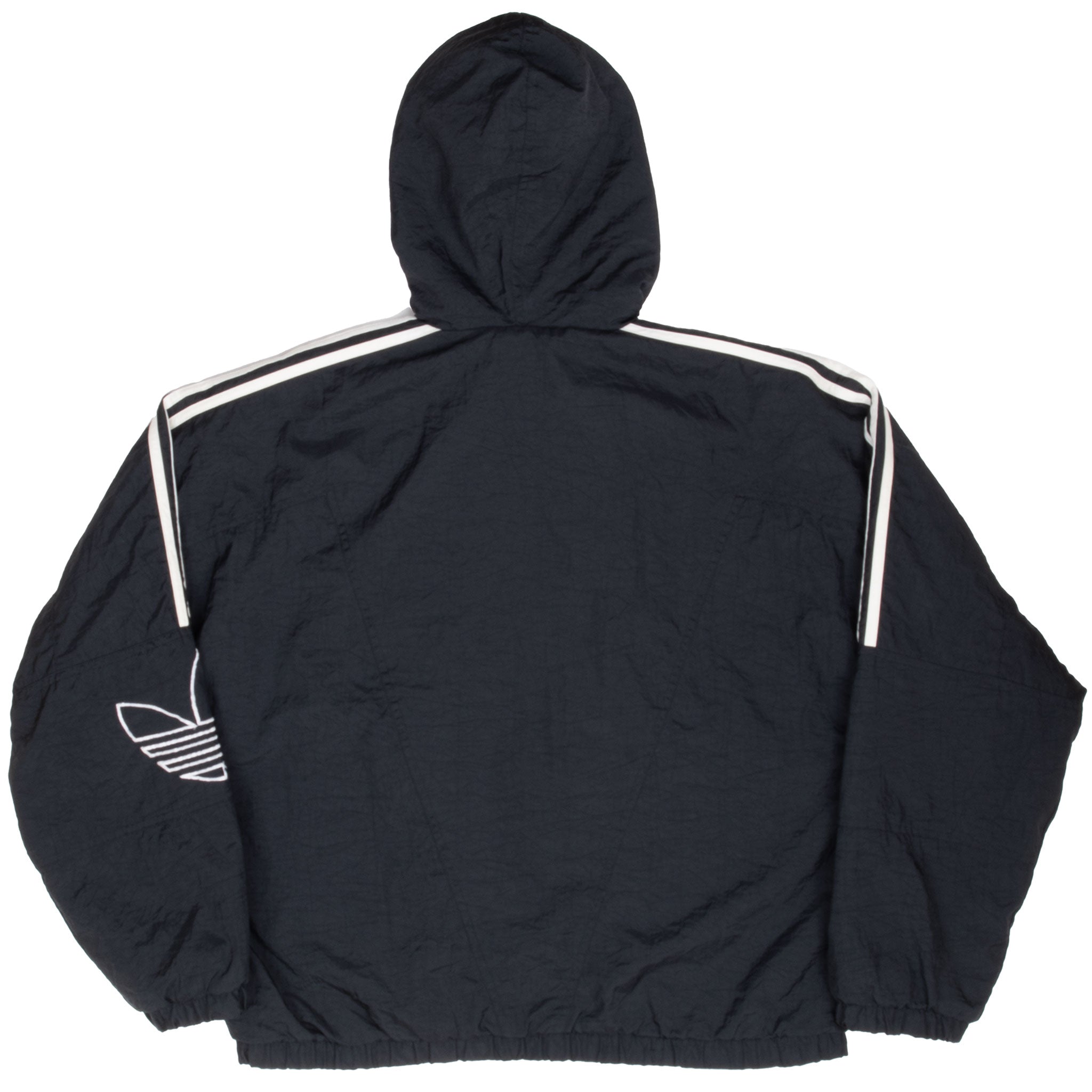 Vintage Adidas Black Hooded Windbreaker Jacket 1990S Size Medium