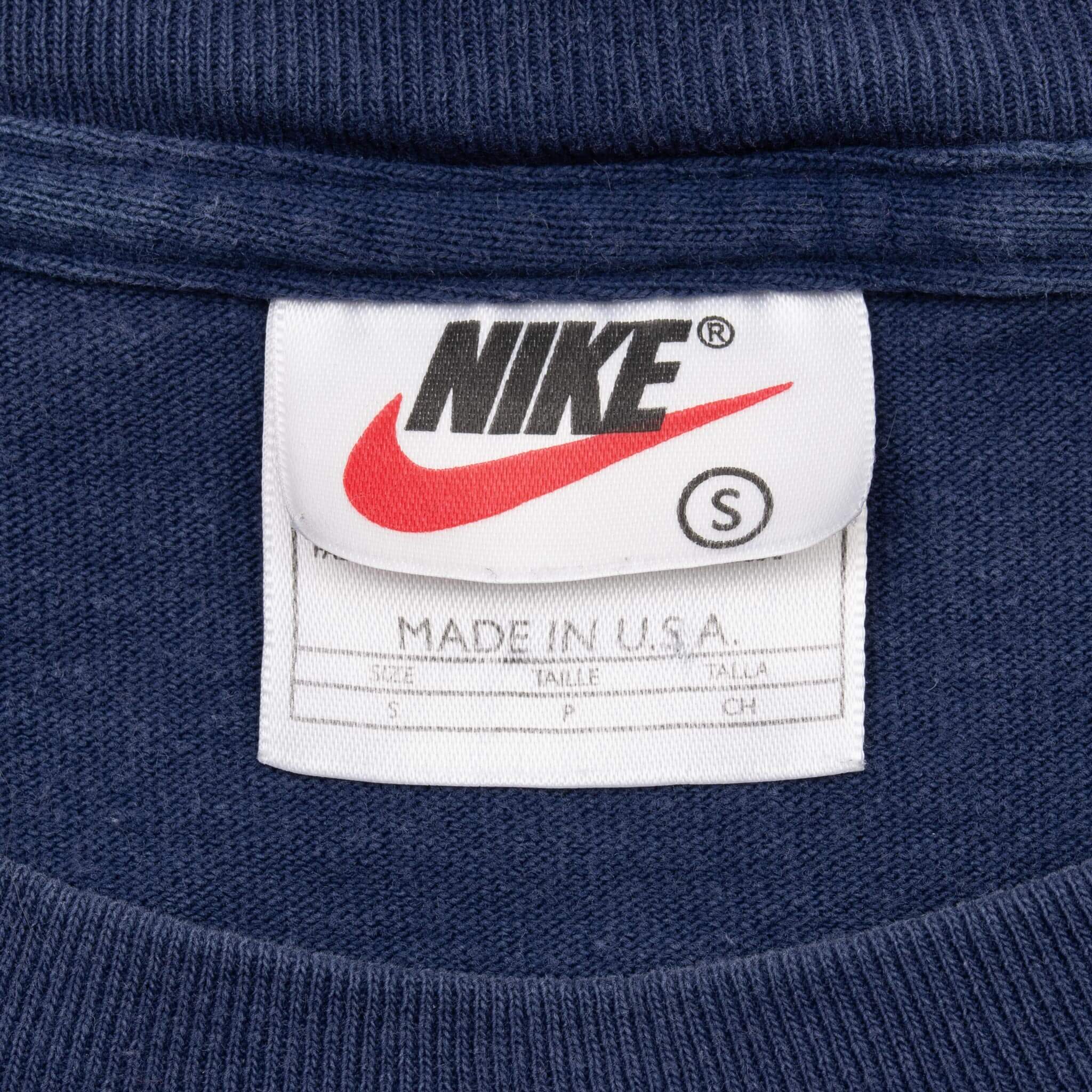 Vintage Nike Cycling Blue Swoosh Tee Shirt 1990S Size Small Made In Usa