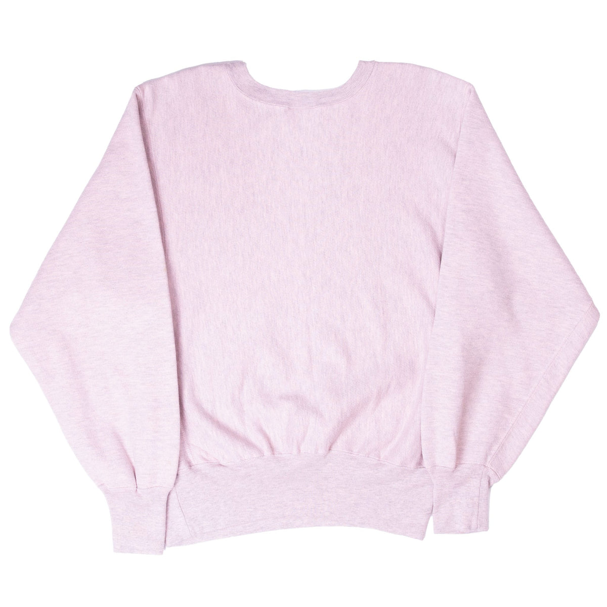 Back of pink heather Champion Reverse Weave crewneck sweatshirt