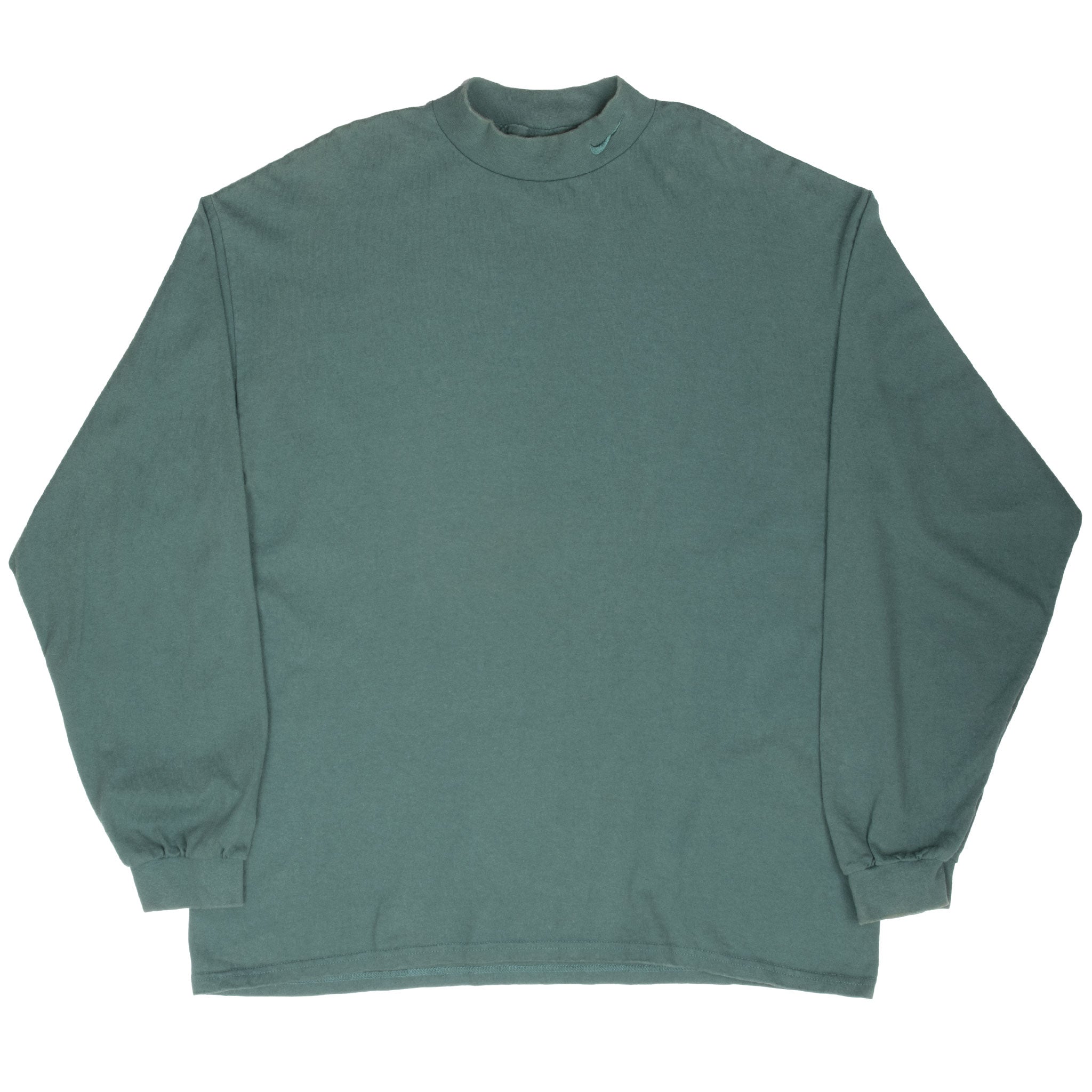 Vintage Green Nike Long Sleeve Turtle Neck 1990s Heavy Weight Tee Shirt Size XL Made In USA