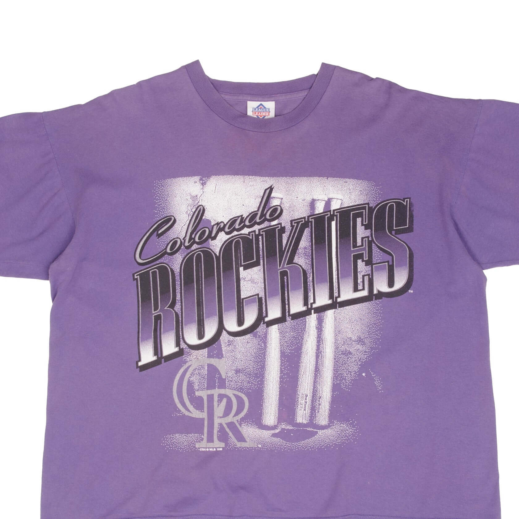 Purple Colorado Rockies T-shirt front with oversized Rockies logo print