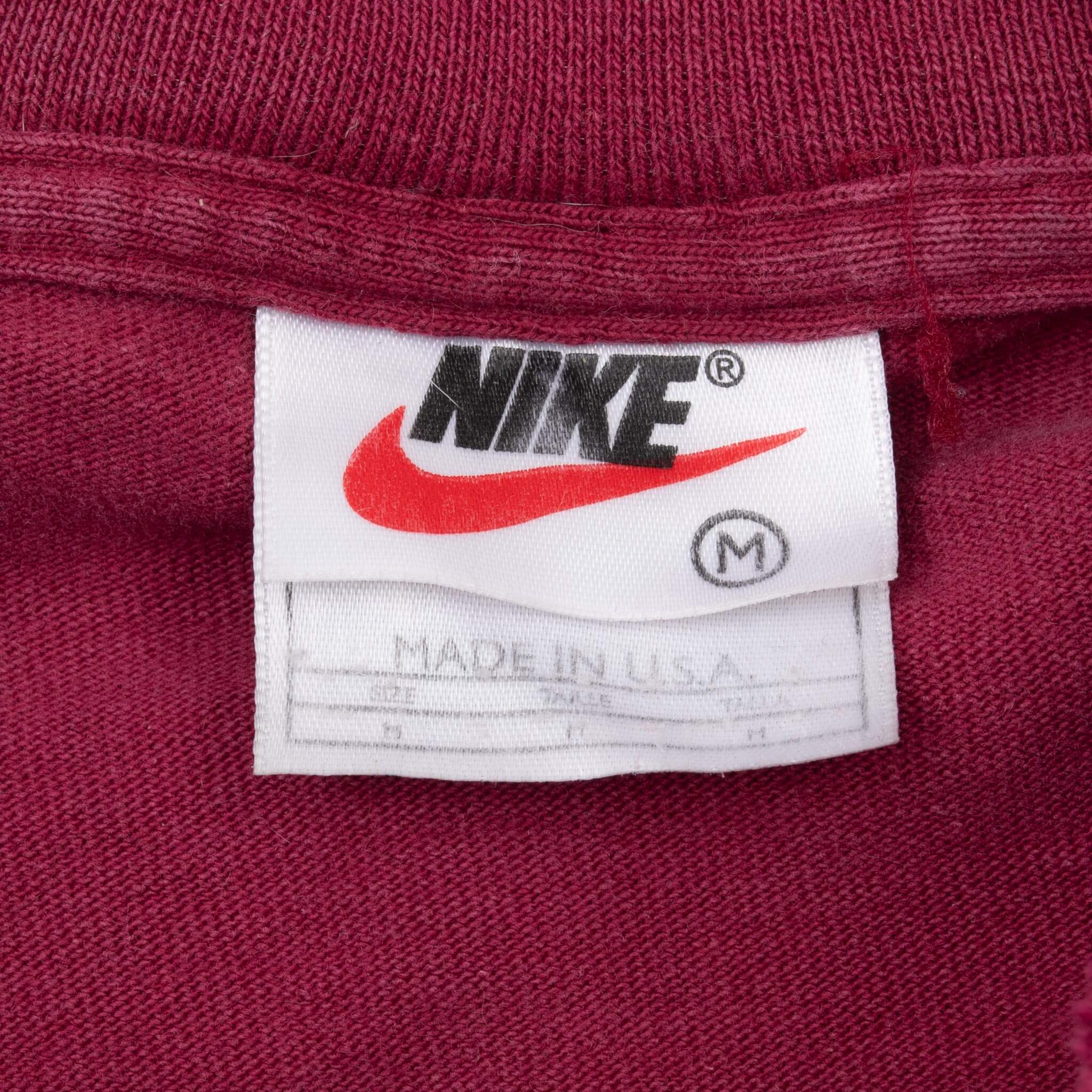 Vintage Nike FSU Florida State University Red Long Sleeve Turtle Neck Tee Shirt 1990S Size Medium Made In Usa