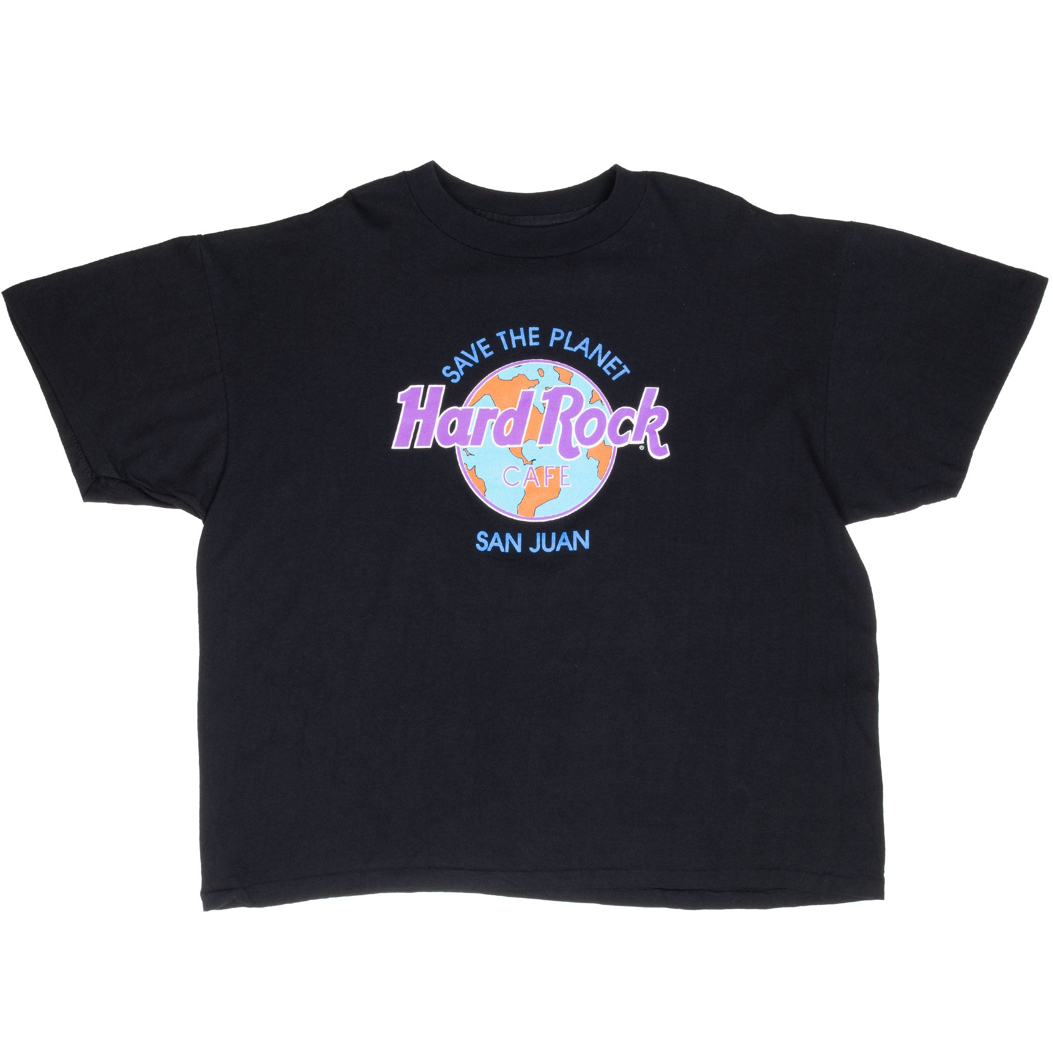 Vintage Hard Rock Cafe Save The Planet San Juan Tee Shirt 1990S Size XL Made In USA With Single Stitch Sleeves