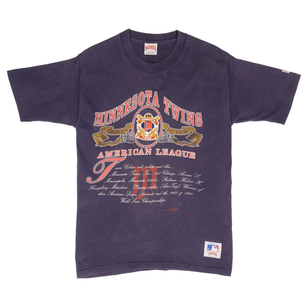 Vintage MLB Minnesota Twins Tee Shirt 1992 Size Medium Made In USA With Single Stitch Sleeves