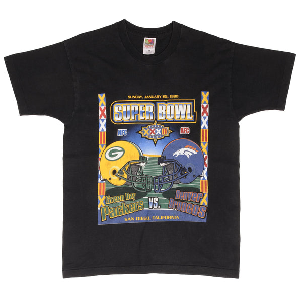 Vintage NFL Green Bay Packers VS Denver Broncos Super Bowl XXXII 1998 Tee Shirt Size Medium