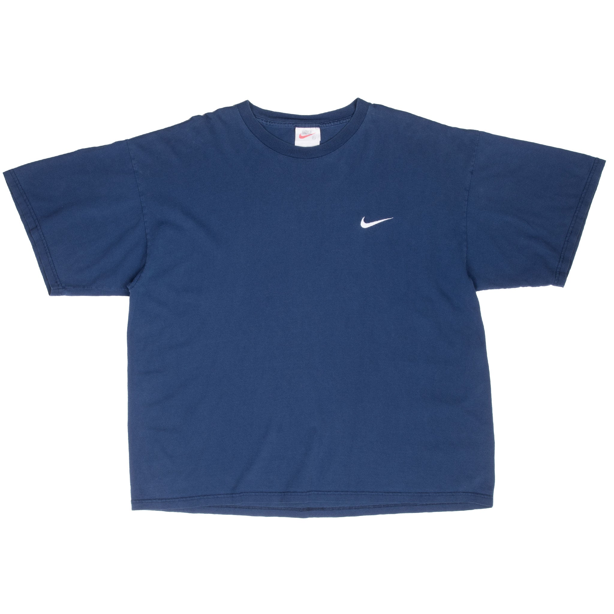 Vintage Nike Navy Classic Swoosh Tee Shirt 1990S Size XL Made In USA