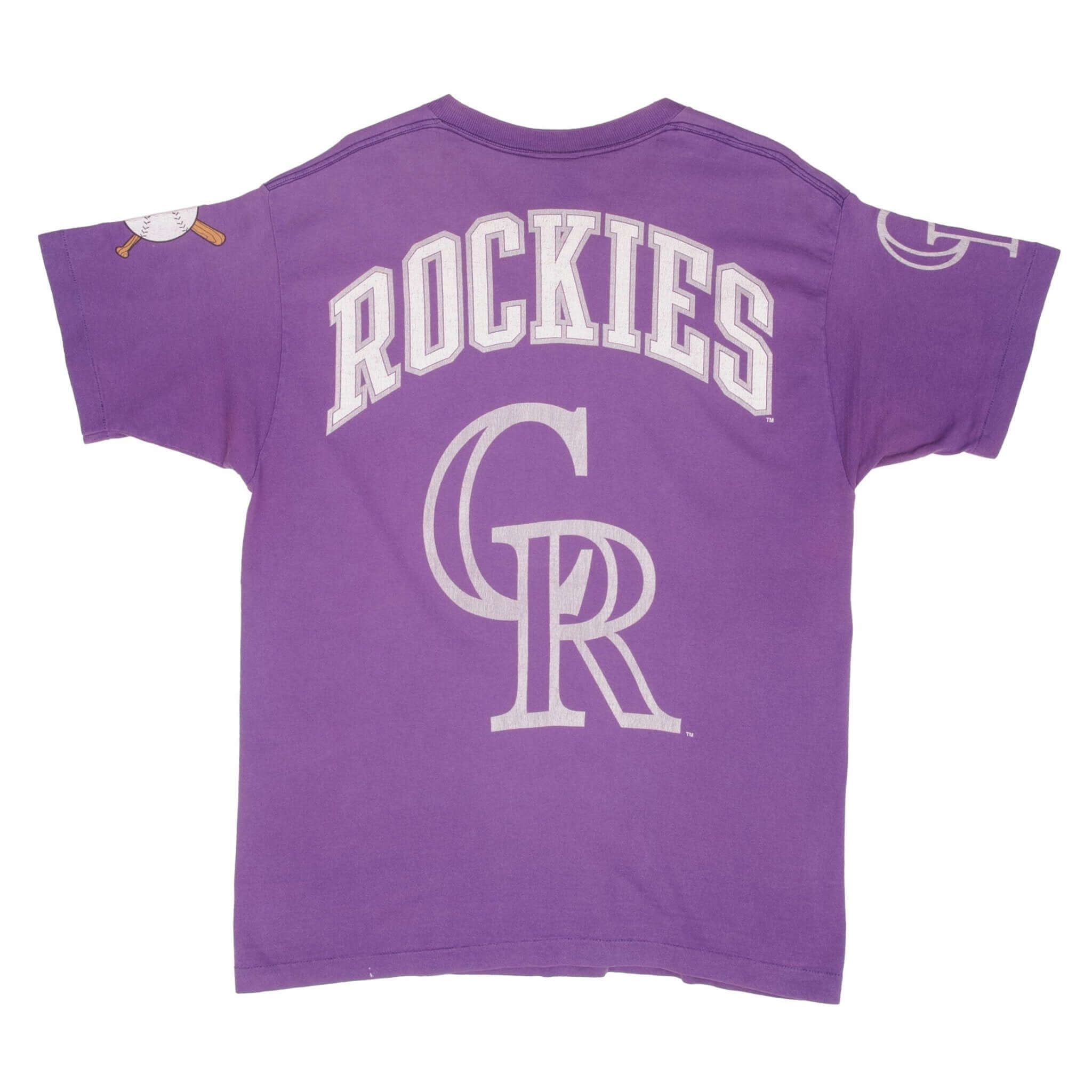 Vintage Purple MLB Colorado Rockies Tee Shirt 1997 Size Large Made In USA With Single Stitch Sleeves