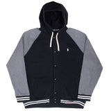 Vintage Ralph Lauren Button Up Black And Grey Hoodie Sweatshirt Size 2XL