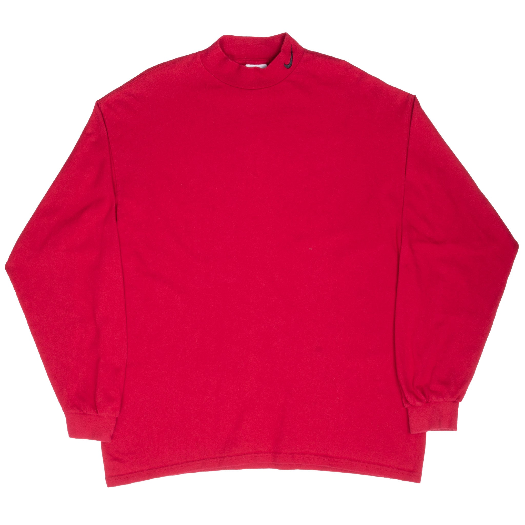 Vintage Nike Red Long Sleeve Turtle Neck Heavy Weight Tee Shirt 1990S Size Xl Made In USA