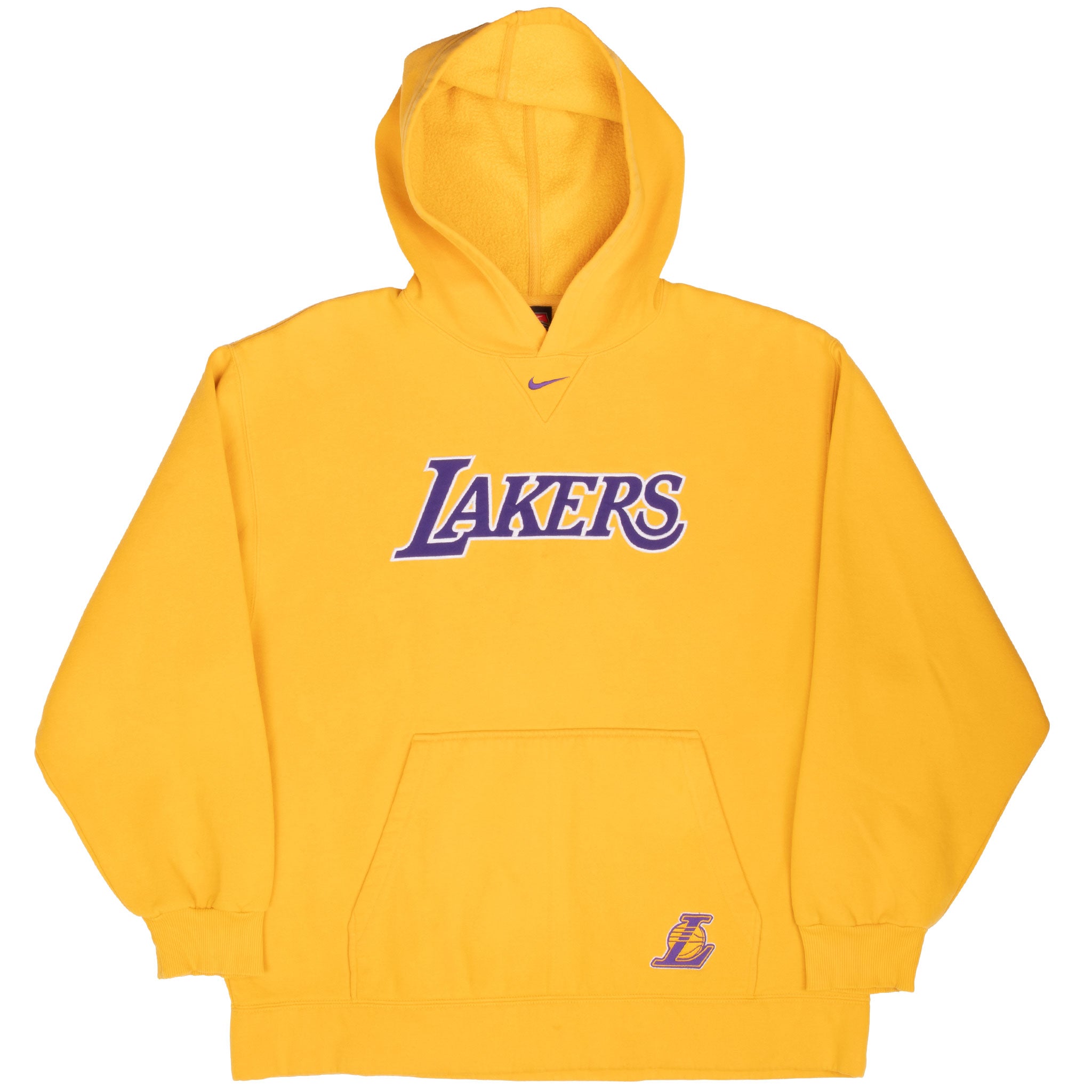 Vintage Nike Nba Los Angeles Lakers Center Swoosh Hoodie Sweatshirt Size Large 1990S