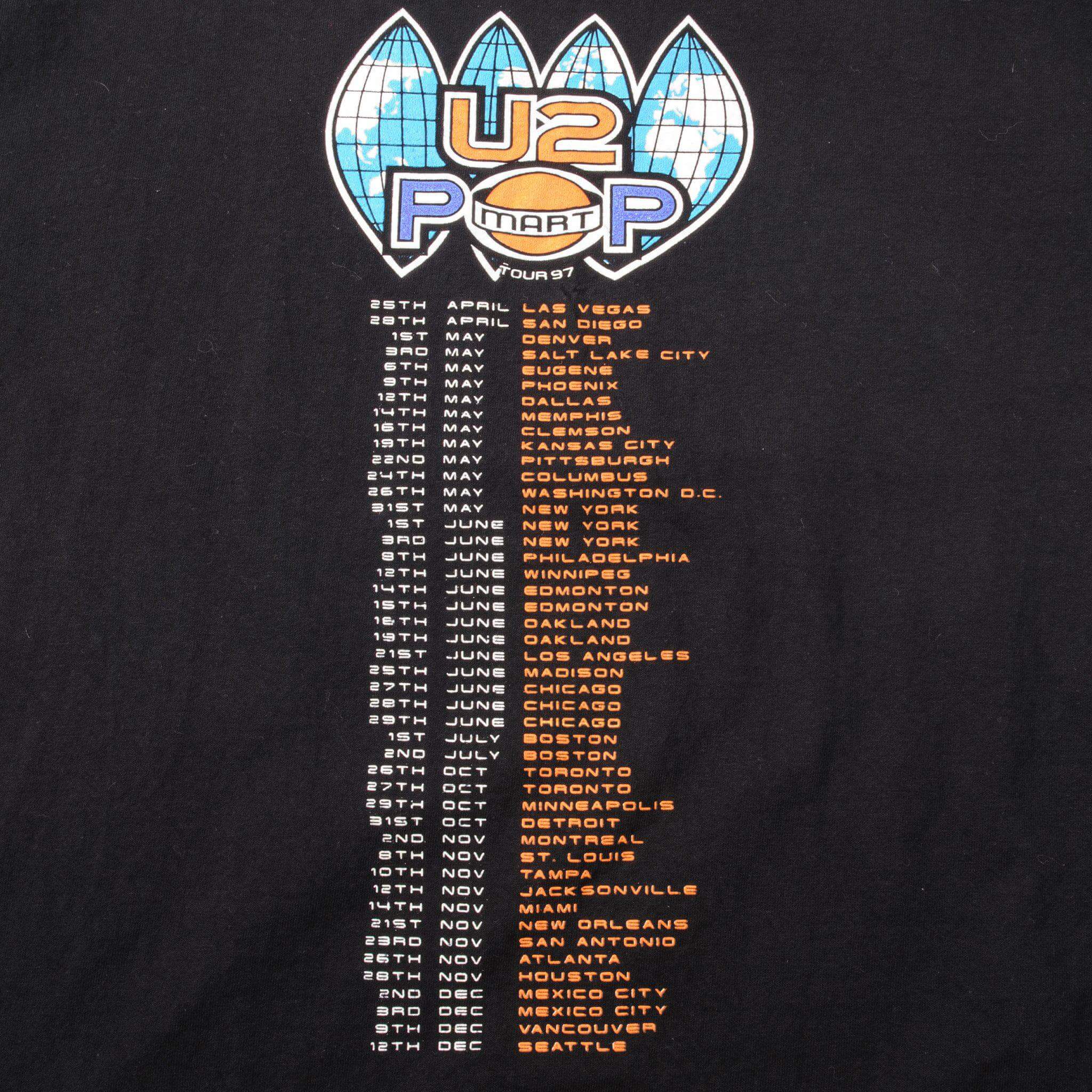 VINTAGE U2 POP MART TOUR 97 TEE SHIRT SIZE LARGE