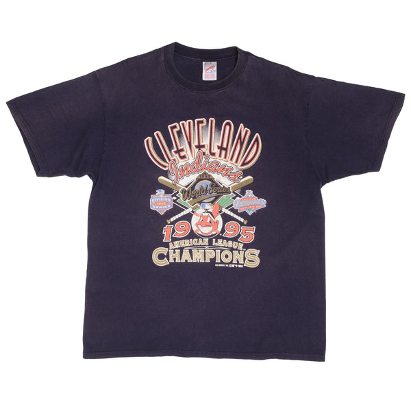 Vintage Mlb Cleveland Indians American League Champions 1995 Tee Shirt Size XL