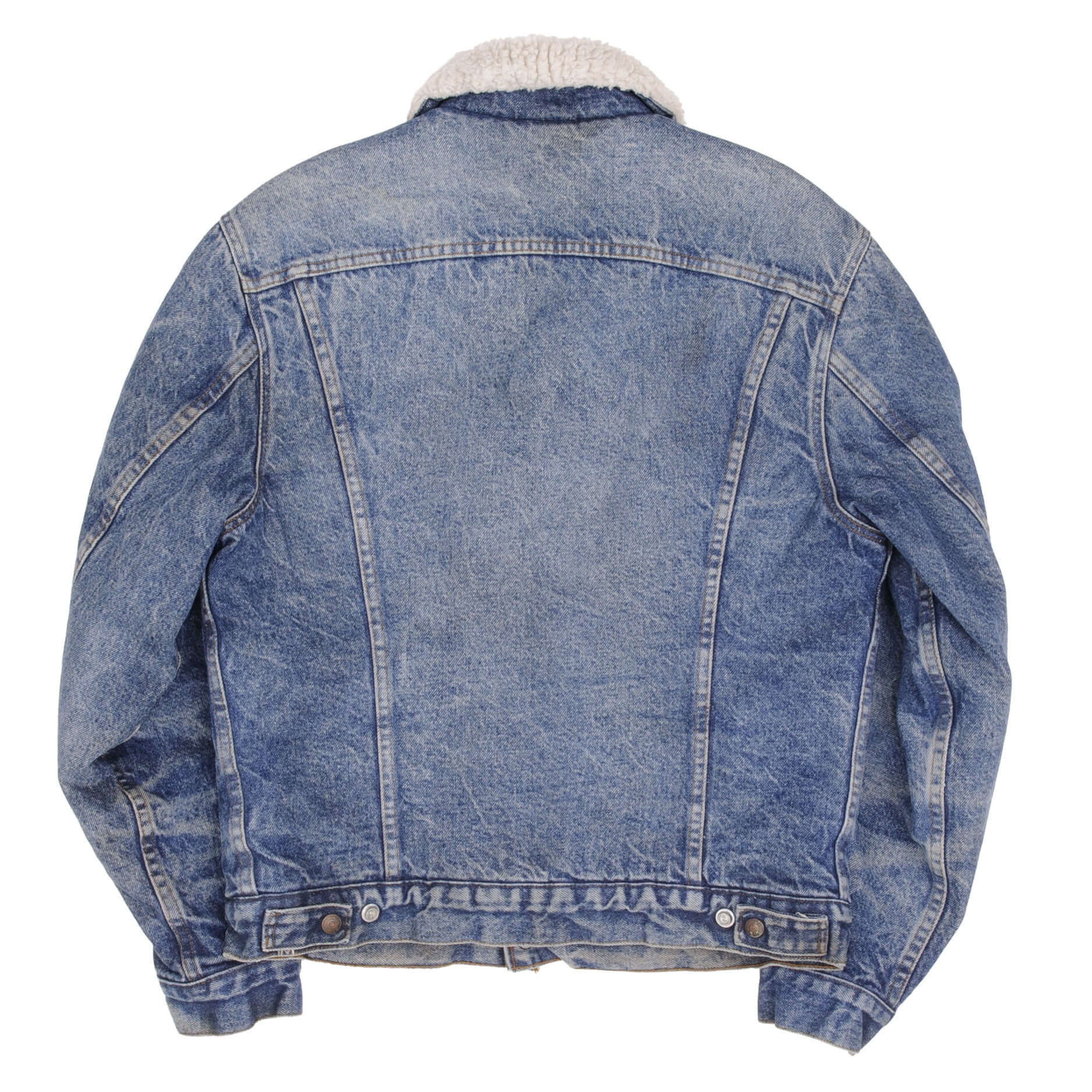 Vintage Levis Sherpa Trucker Denim Jacket Medium Light Wash 1980s Size 38R Made In USA.
