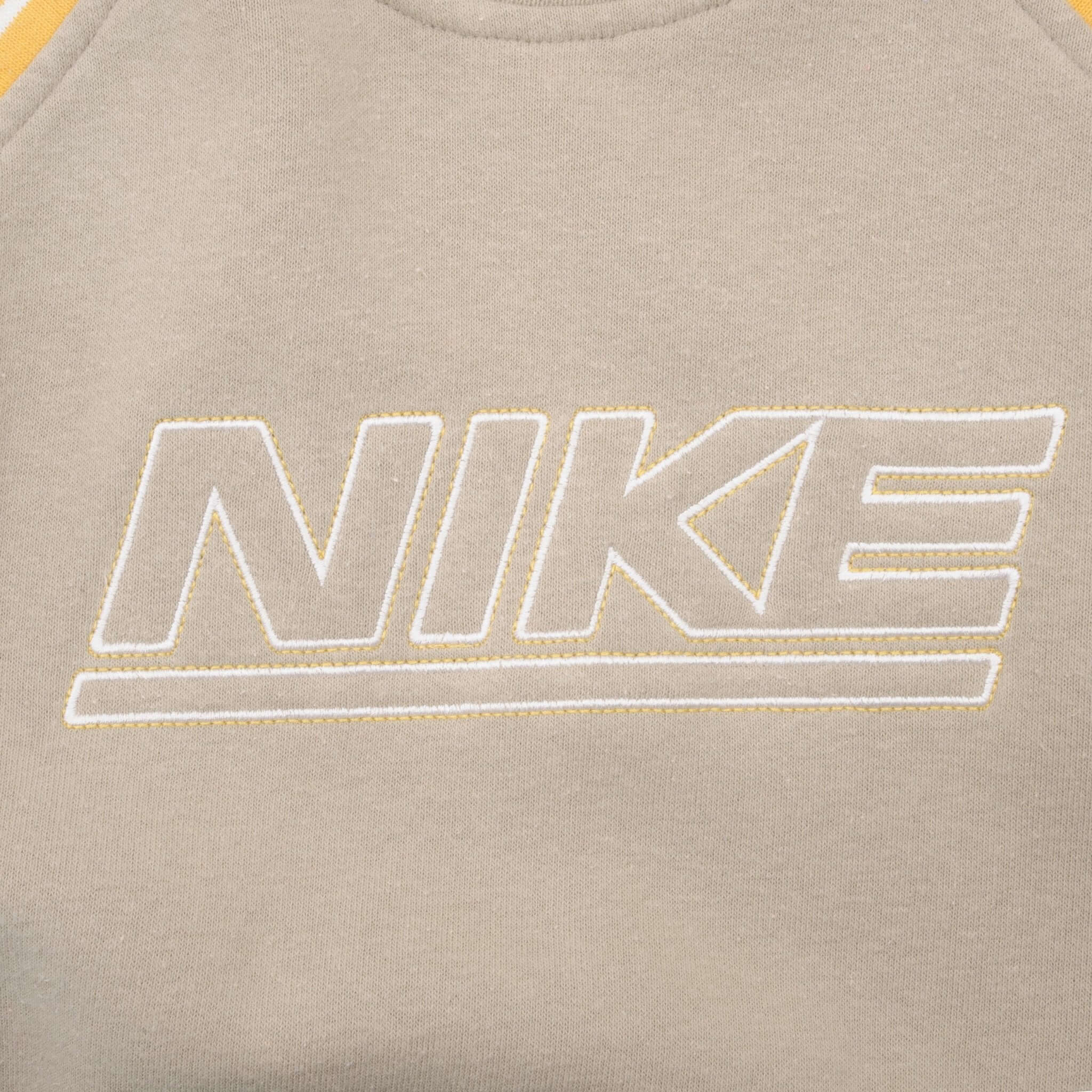 Vintage Beige Nike Swoosh Spellout Crewneck Sweatshirt 2000S Size Medium