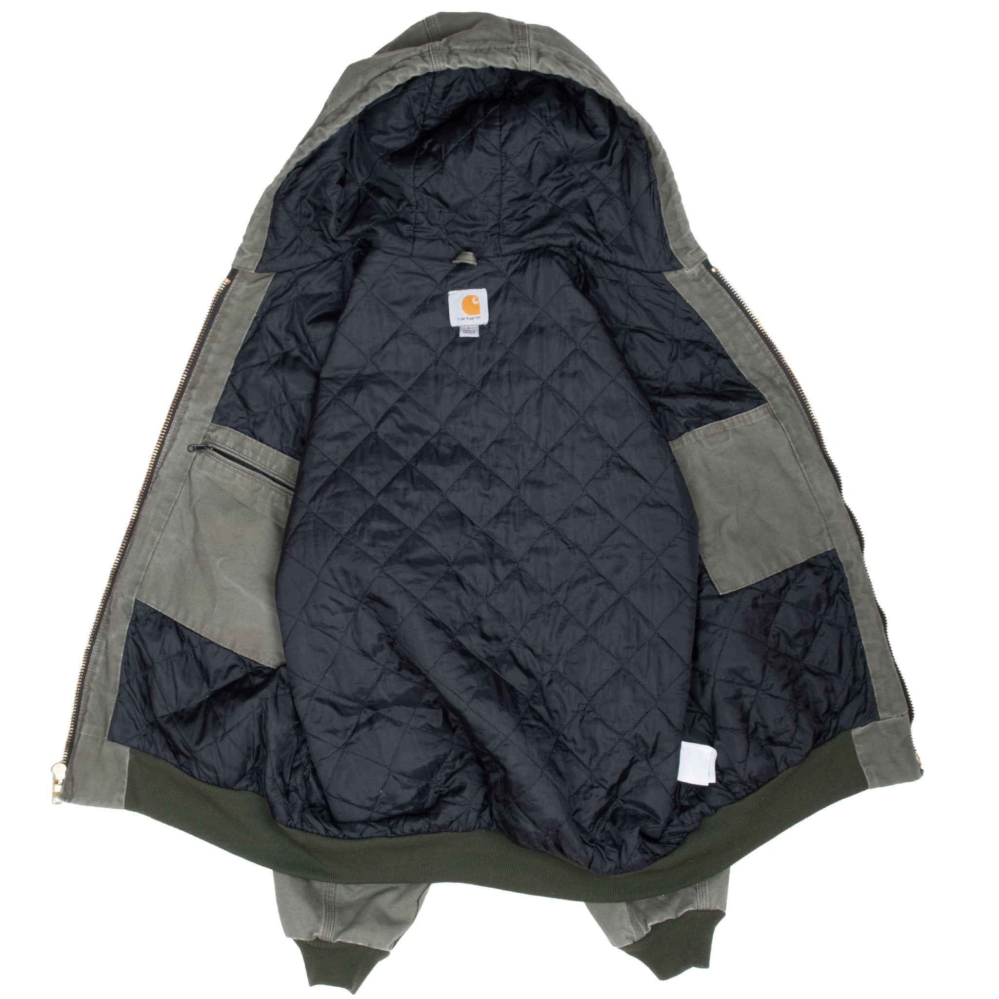 VINTAGE CARHARTT GREEN HOODED ACTIVE JACKET 2012 J280MOS SIZE LARGE