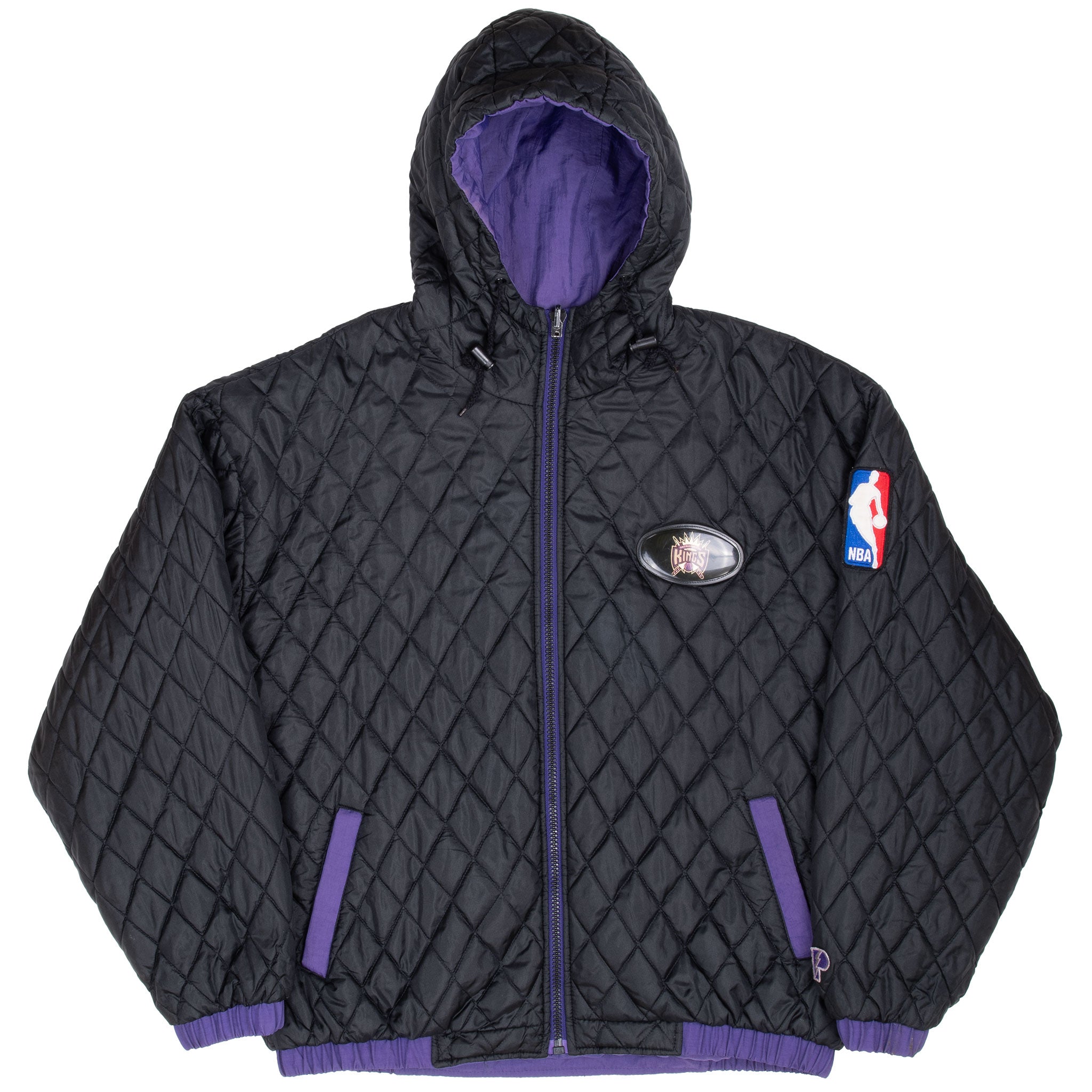 VINTAGE NBA SACRAMENTO KINGS REVERSIBLE HEAVY PRO PLAYER JACKET 1990S XL