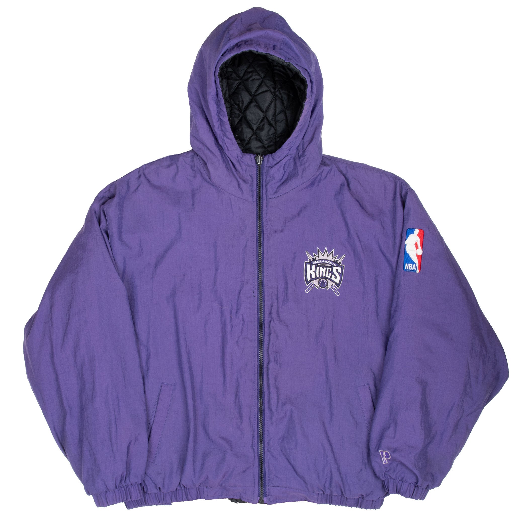 VINTAGE NBA SACRAMENTO KINGS REVERSIBLE HEAVY PRO PLAYER JACKET 1990S XL