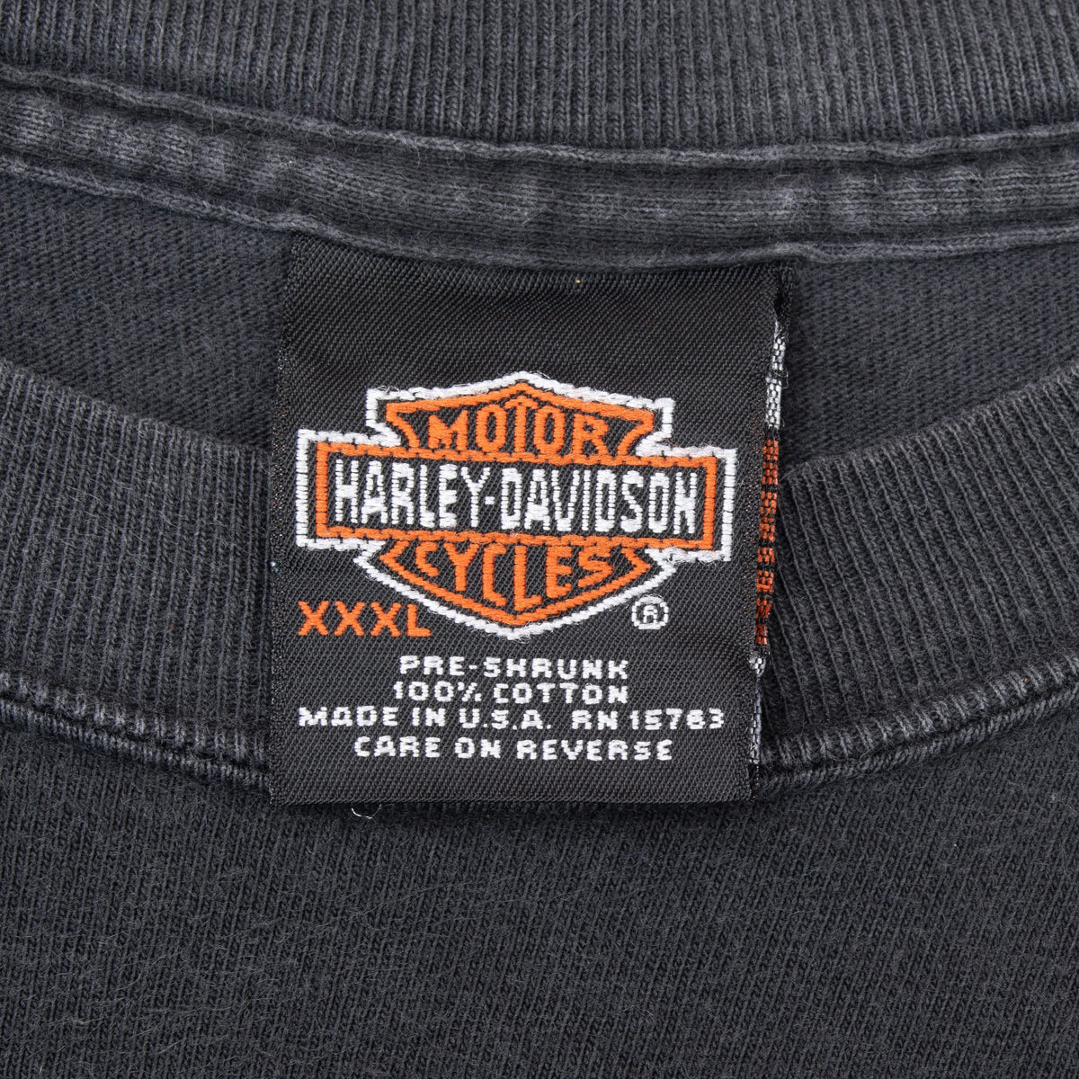 Harley-Davidson XXXL neck tag with cotton and Made in USA details