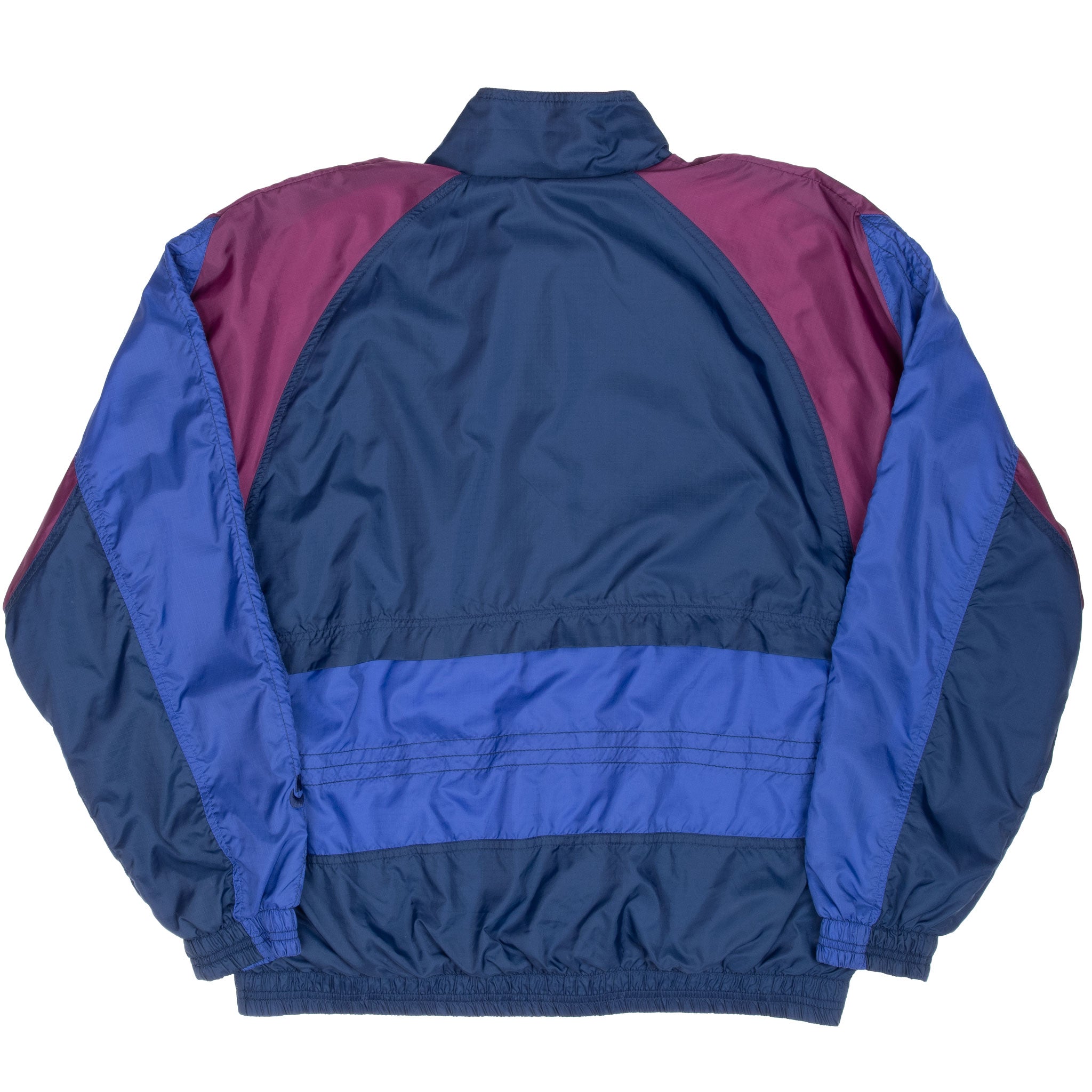 Back of Nike blue and purple color-block windbreaker jacket