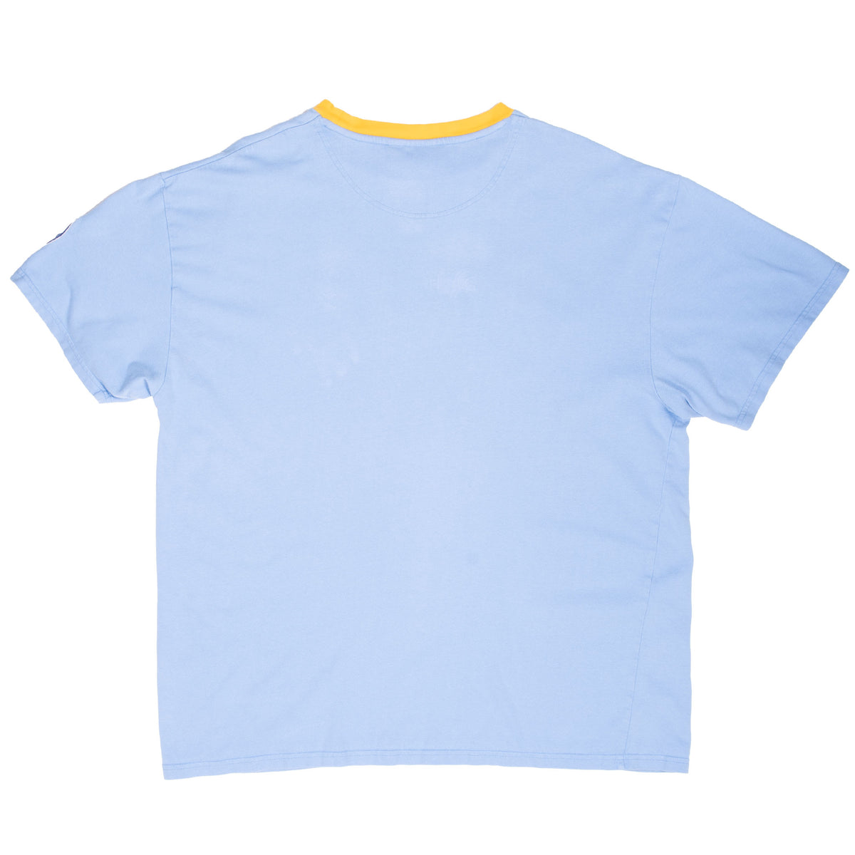 Plain back of light blue Seattle Mariners Nike T-shirt with contrasting yellow crew neck