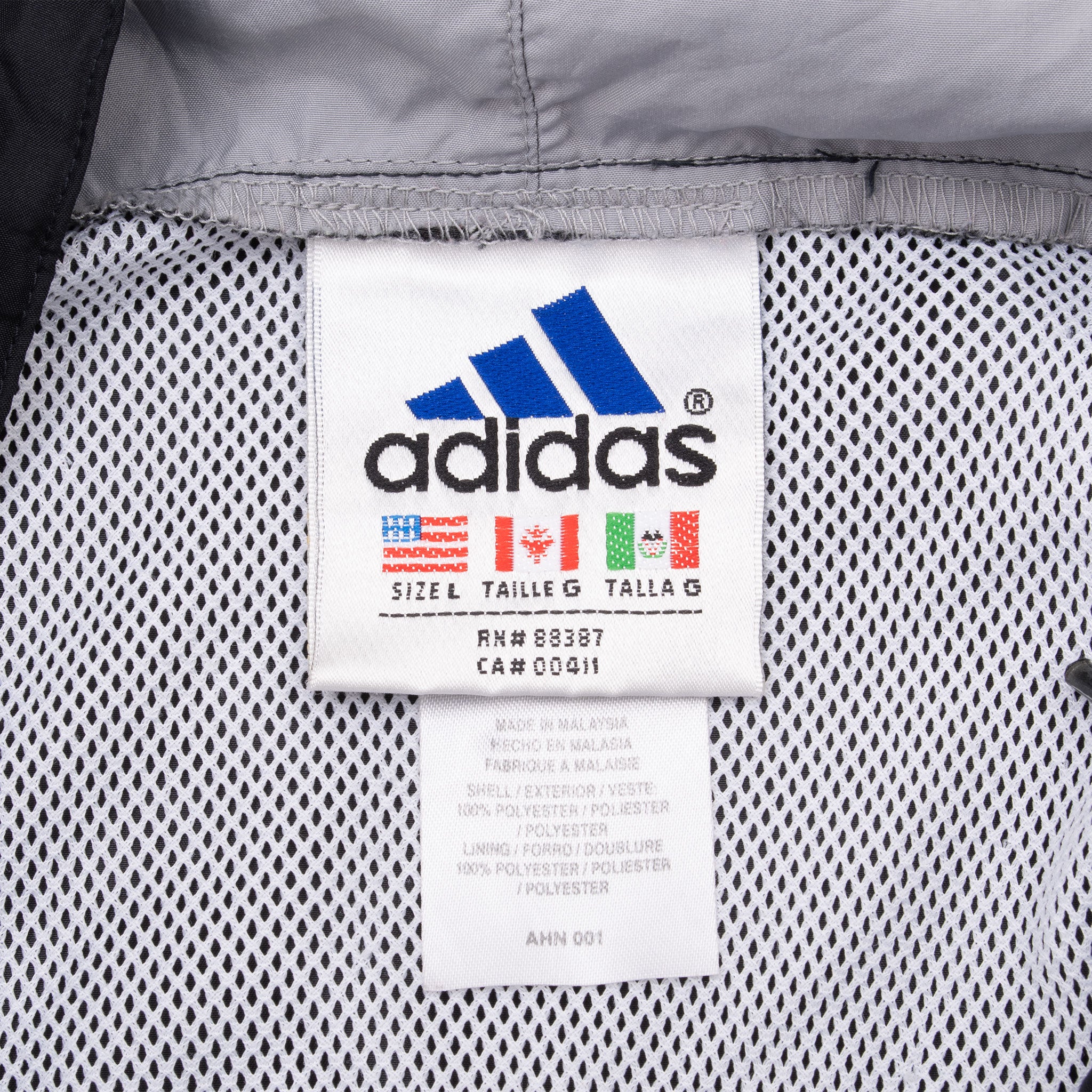 Vintage Adidas Black Hooded Pullover Windbreaker Jacket 1990S Size Large