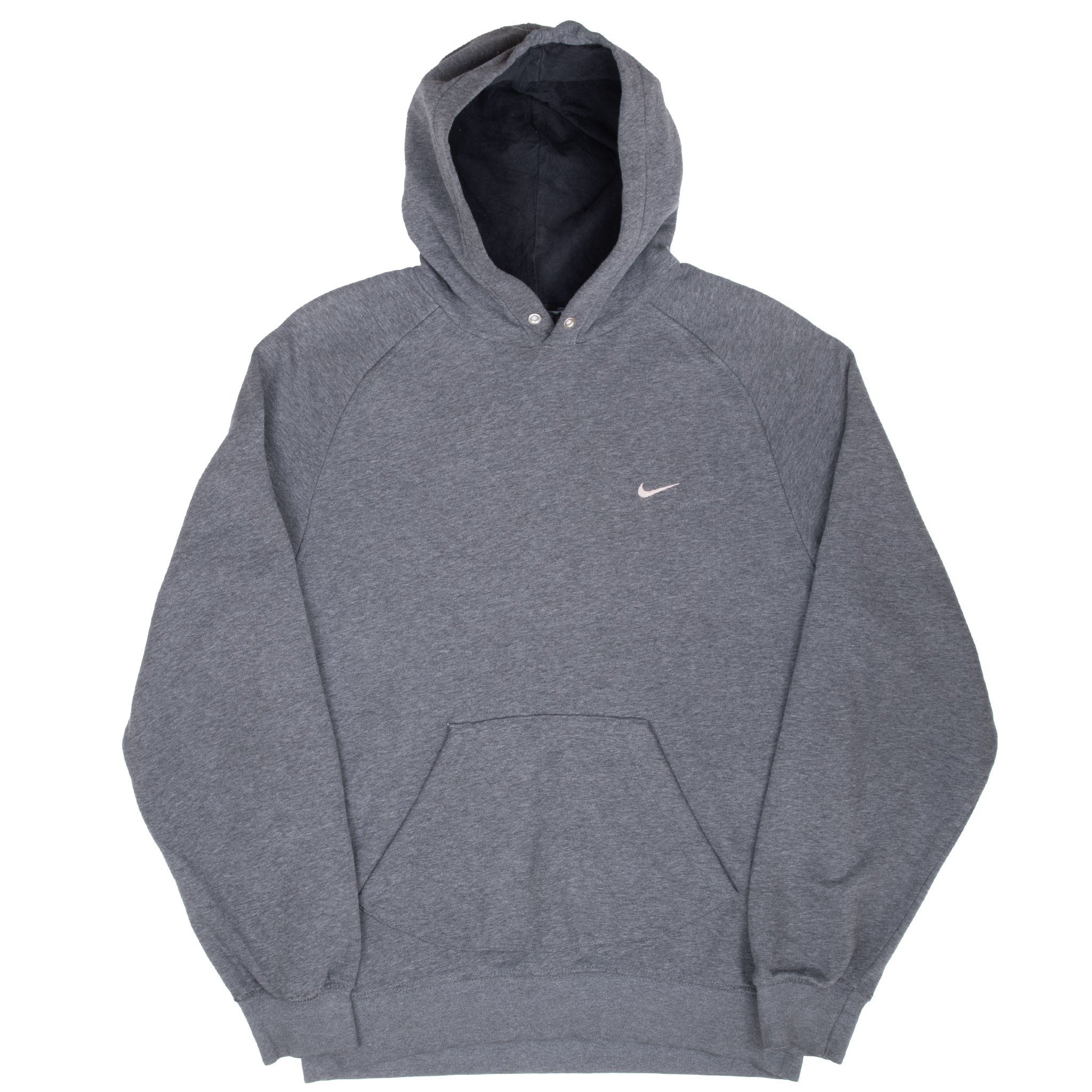 VINTAGE NIKE CLASSIC SWOOSH DARK GREY HOODIE SWEATSHIRT 2000S MEDIUM