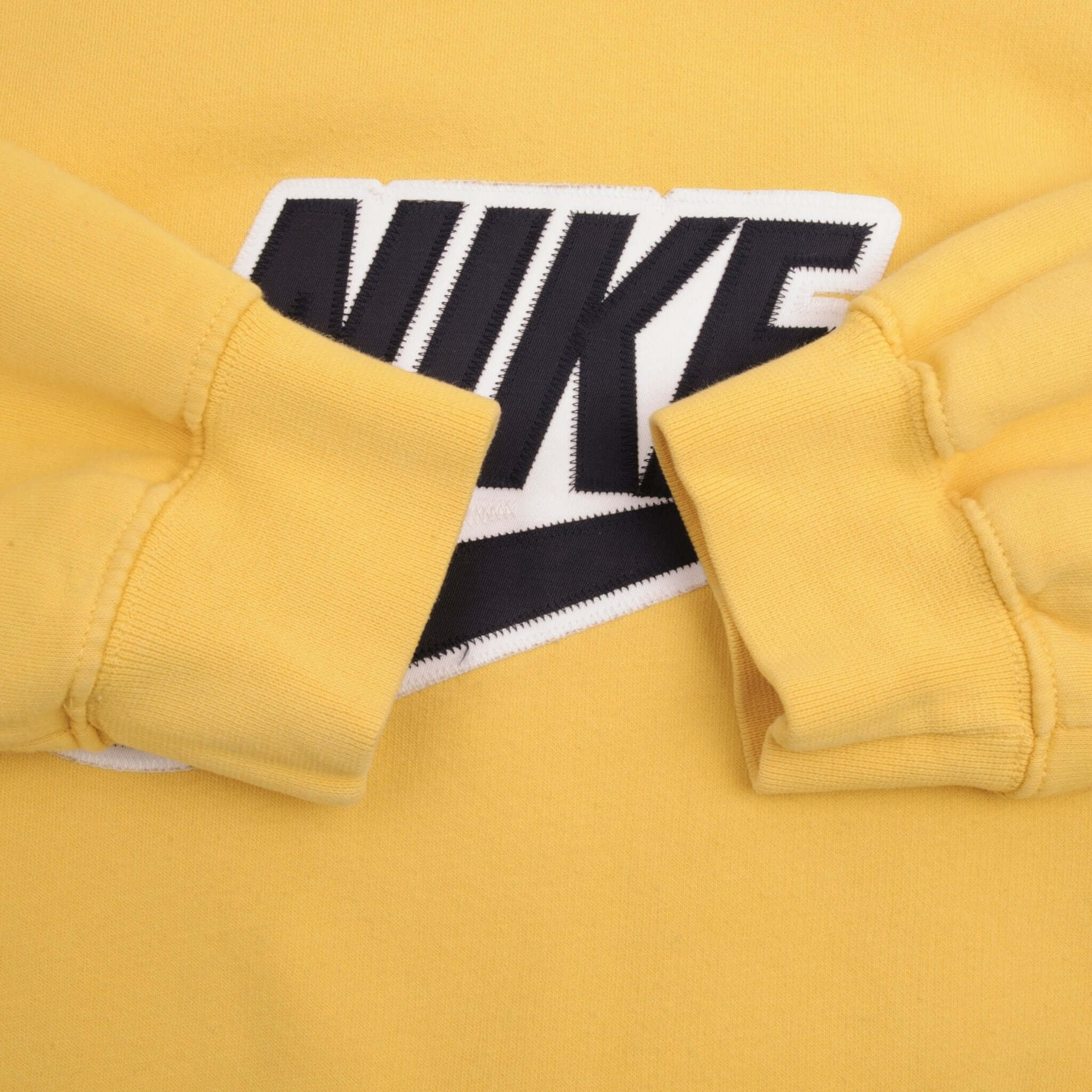 Vintage Nike Spellout Swoosh Yellow Hoodie Sweatshirt Late 2000S Size XL