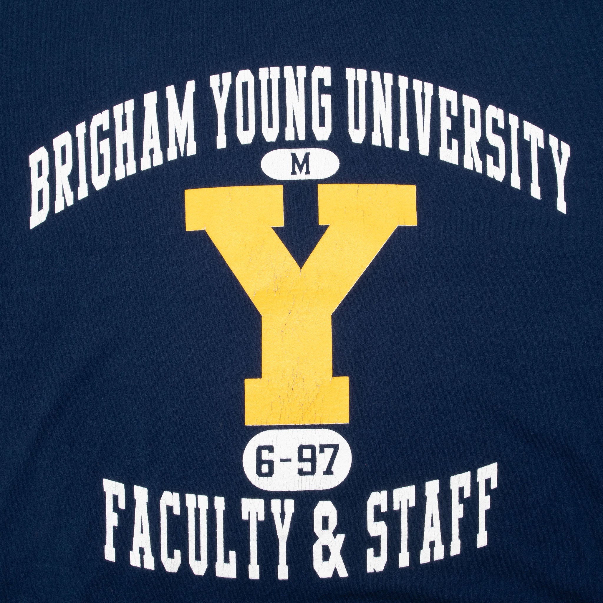 Vintage Ncaa Byu Cougars Faculty Staff 1980S Russell Tee Shirt Size Medium Made In Usa With Single Stitch Sleeves