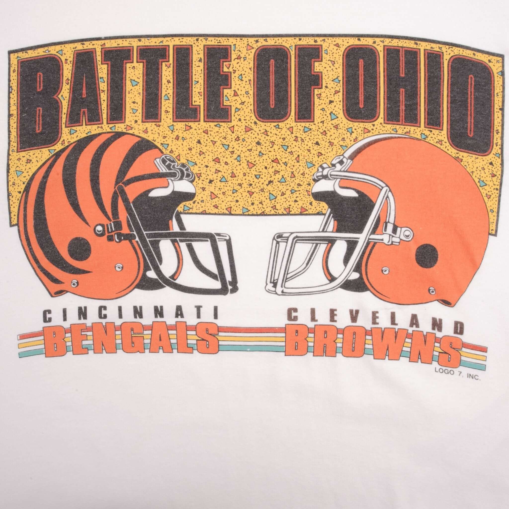 Vintage NFL Battle Of Ohio Cincinnati Bengals Vs Cleveland Browns Tee Shirt 1990S Size XL Made In Usa