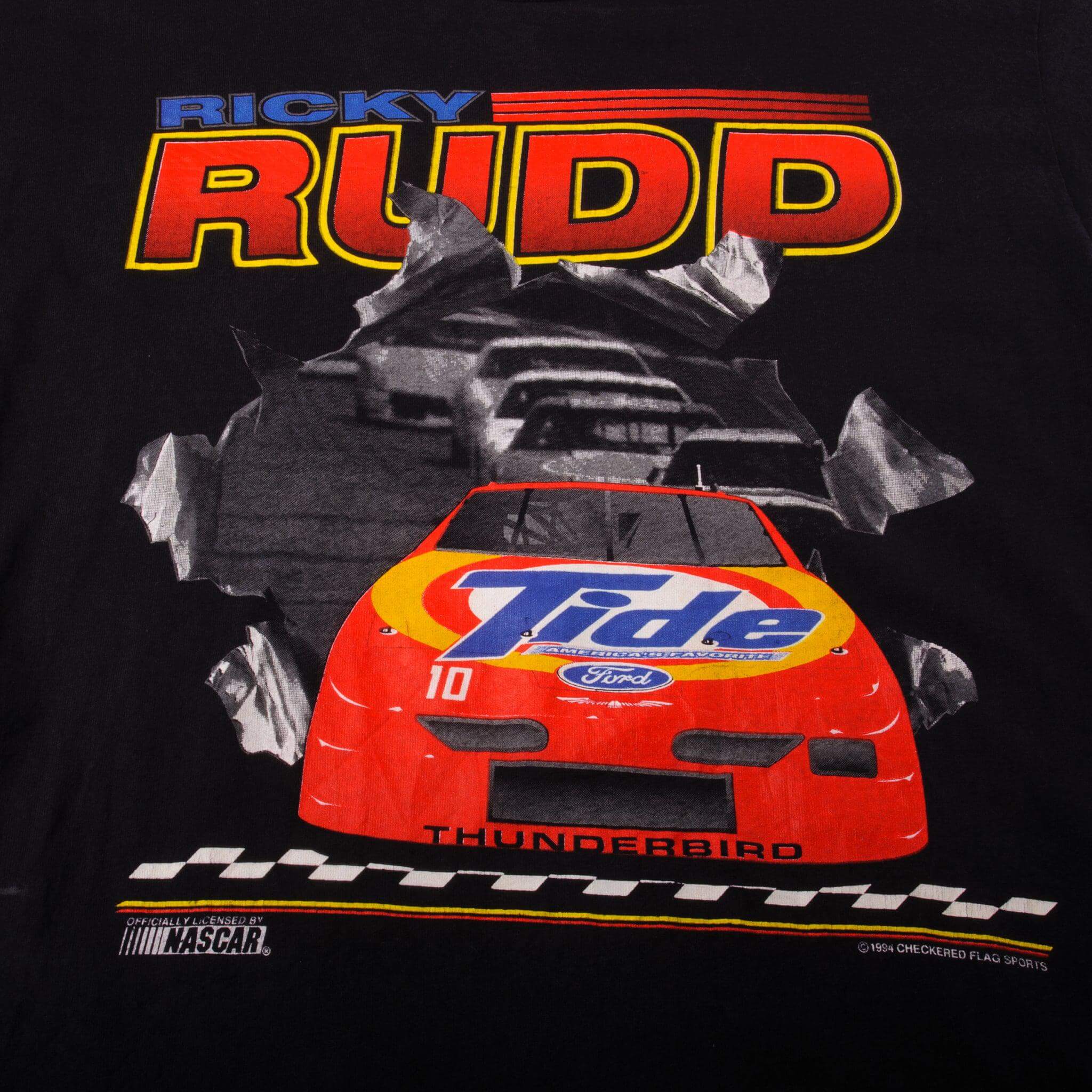 Vintage Nascar Ricky Rudd Thunderbird Tee Shirt 1994 Size L With Single Stitch Sleeves