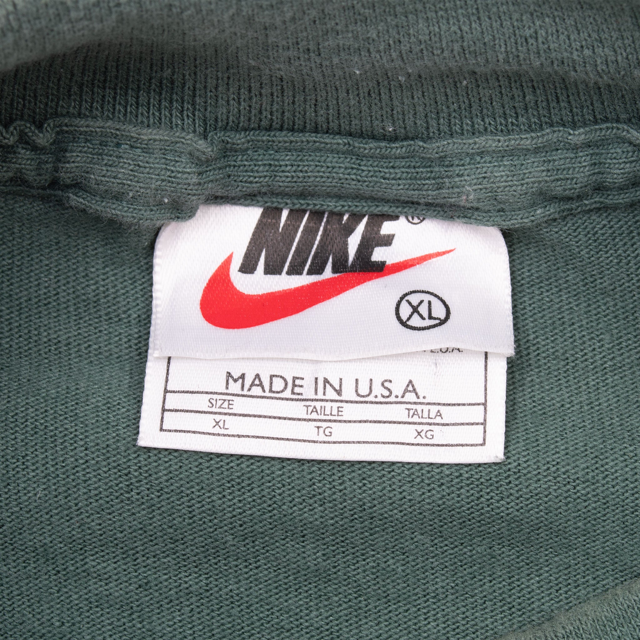 Vintage Green Nike Long Sleeve Turtle Neck 1990s Heavy Weight Tee Shirt Size XL Made In USA
