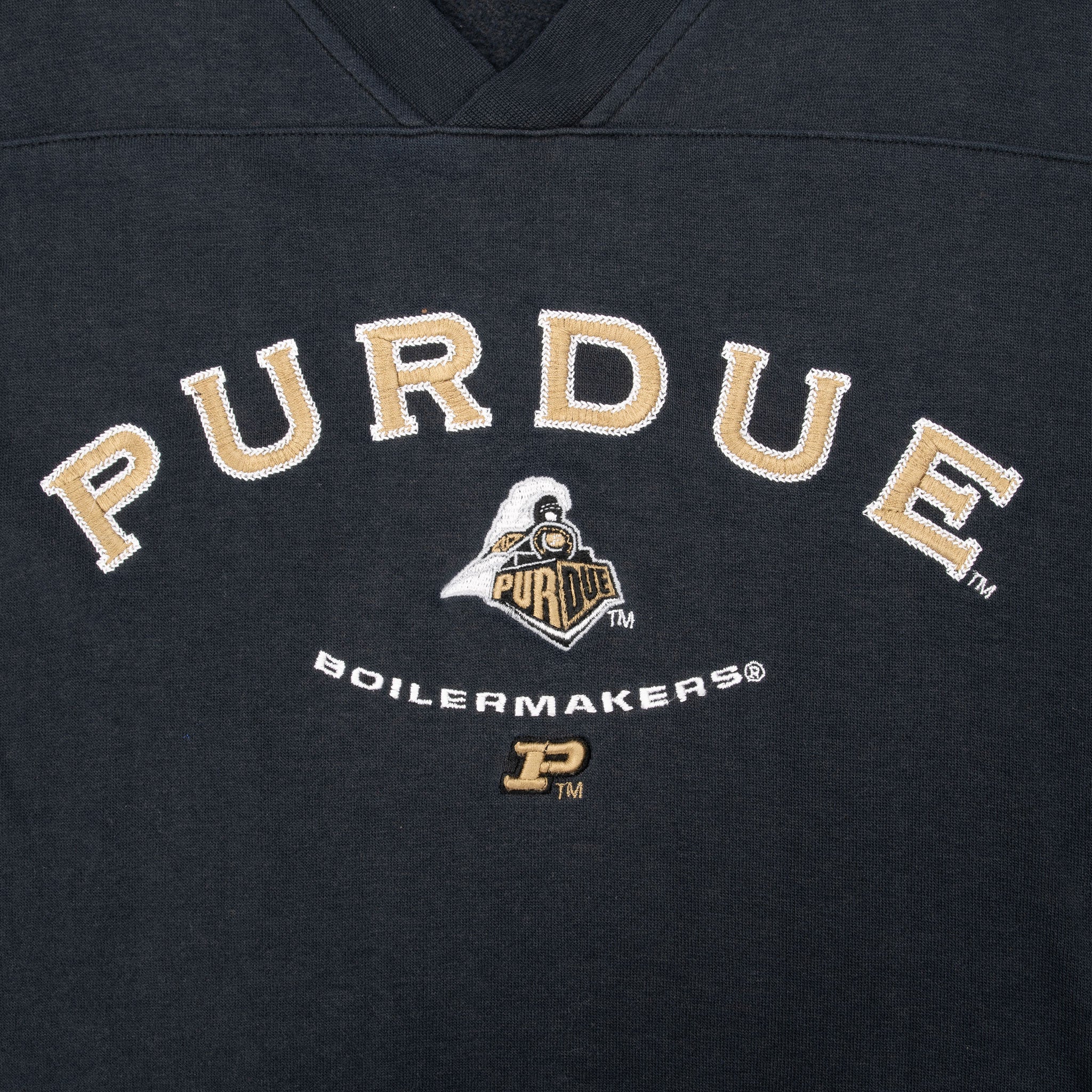 VINTAGE PURDUE UNIVERSITY BOILERMAKERS EMBROIDERED SWEATSHIRT 1990S XL