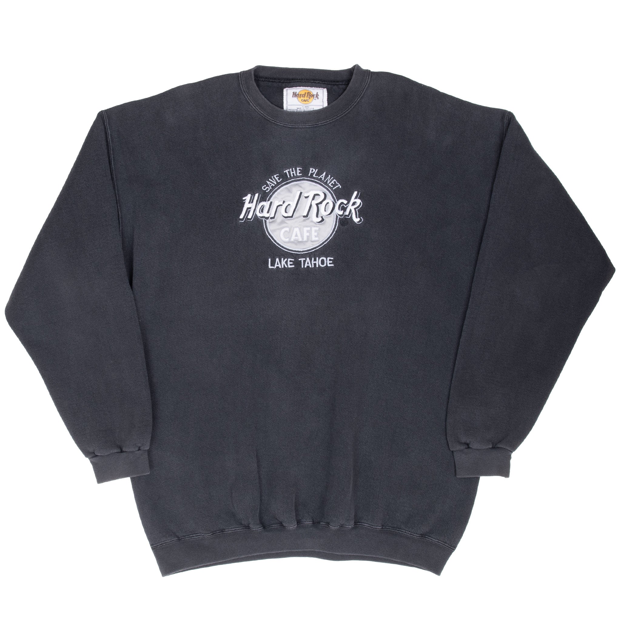 VINTAGE HARD ROCK CAFE SAVE THE PLANET LAKE TAHOE SWEATSHIRT 1990S XL MADE USA