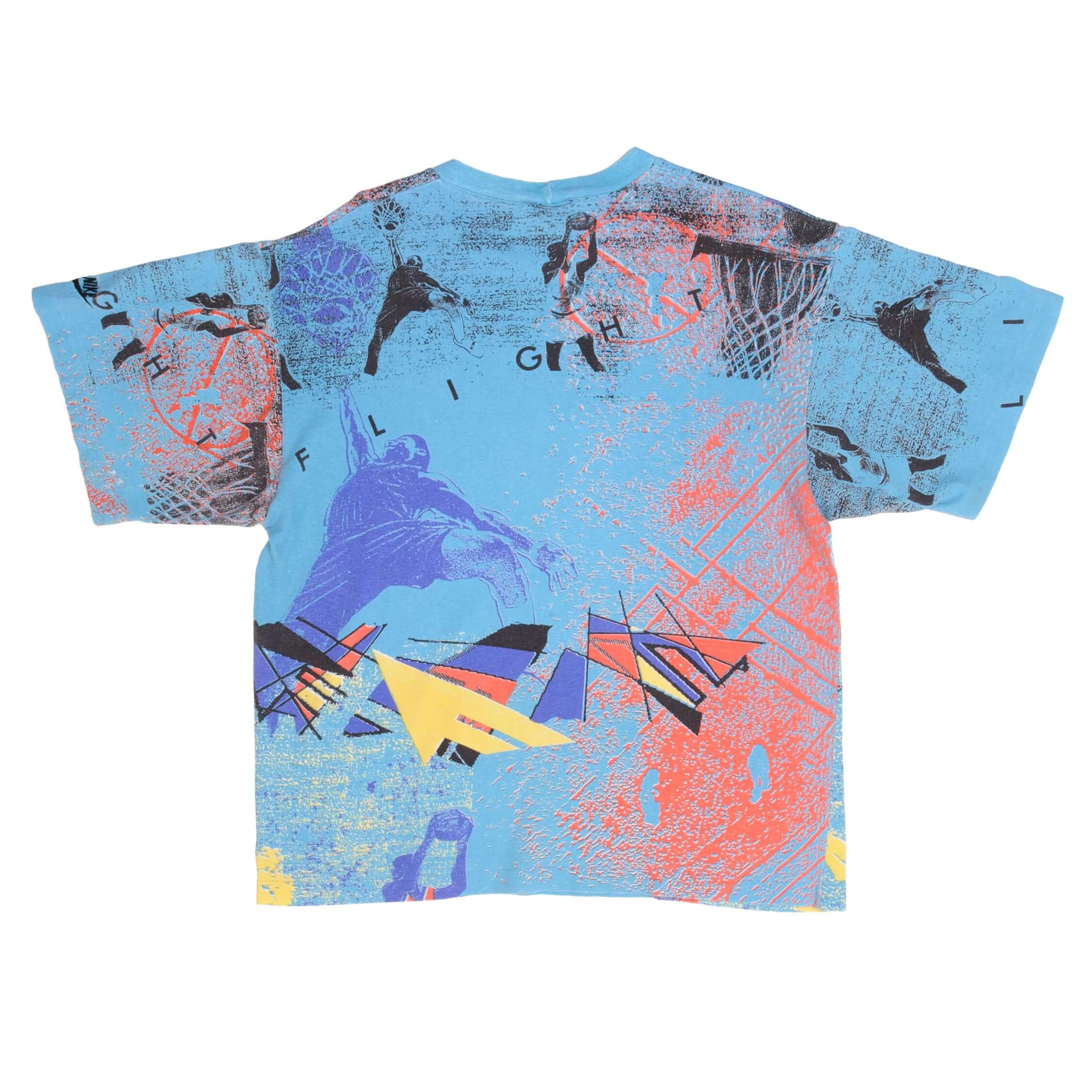 Vintage Nike Flight All Over Print Air Jordan 1990S Tee Shirt Size Medium Made In USA With Single Stitch Sleeves
