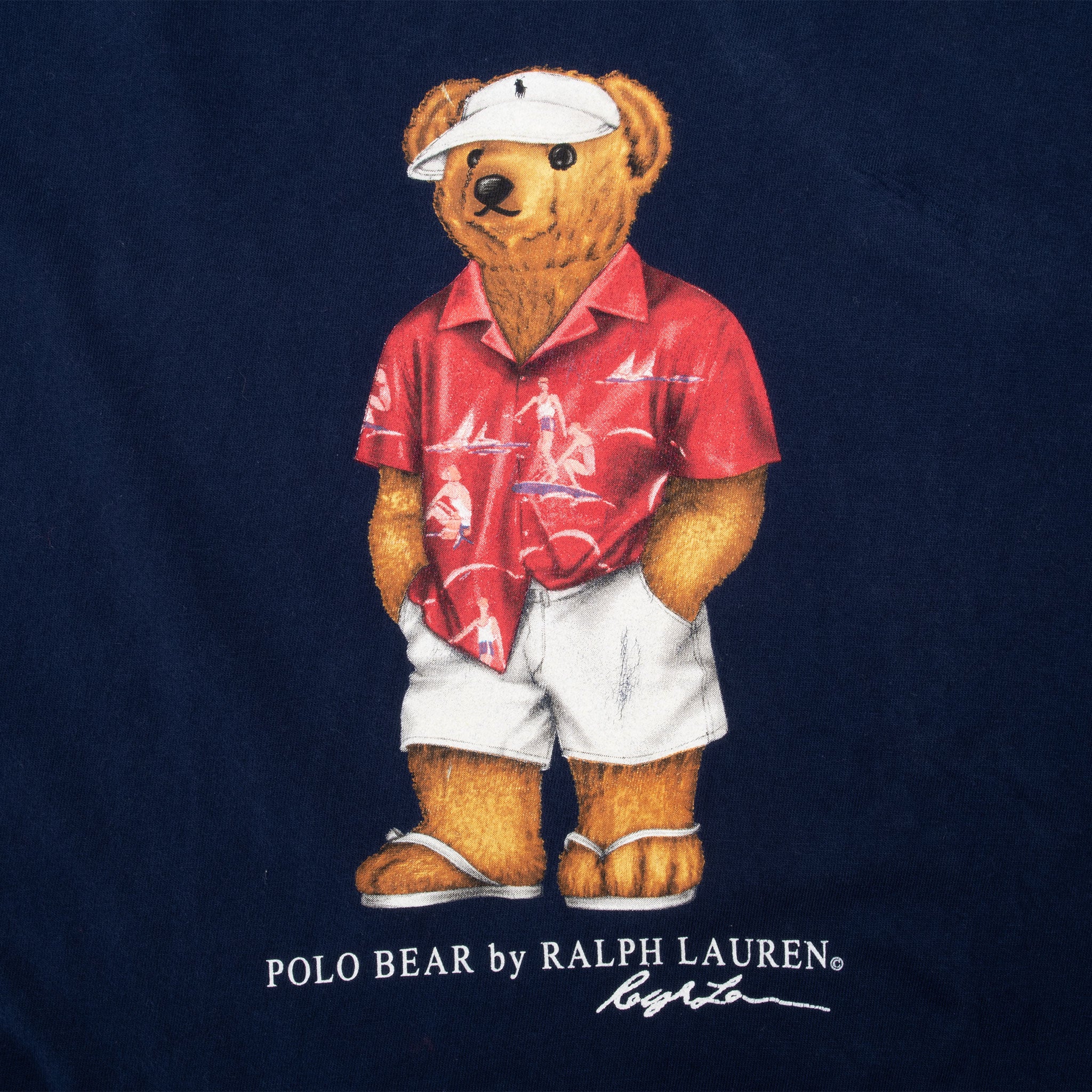 Vintage Polo Bear Summer Ralph Lauren Blue Tee Shirt Size 2XL