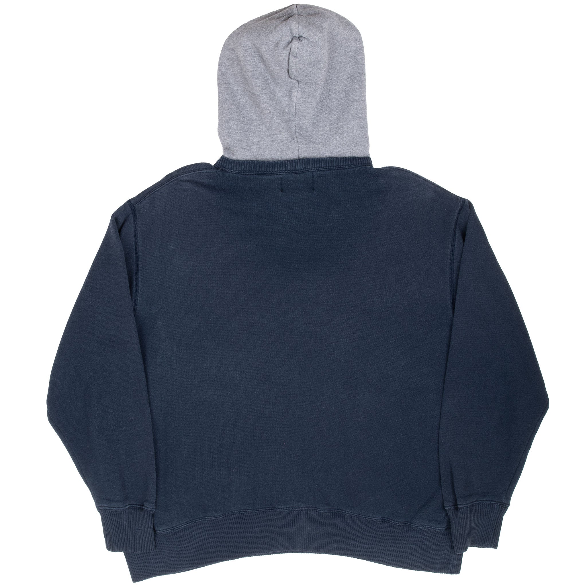 Back of navy Ralph Lauren Polo Jeans hoodie with contrasting gray hood
