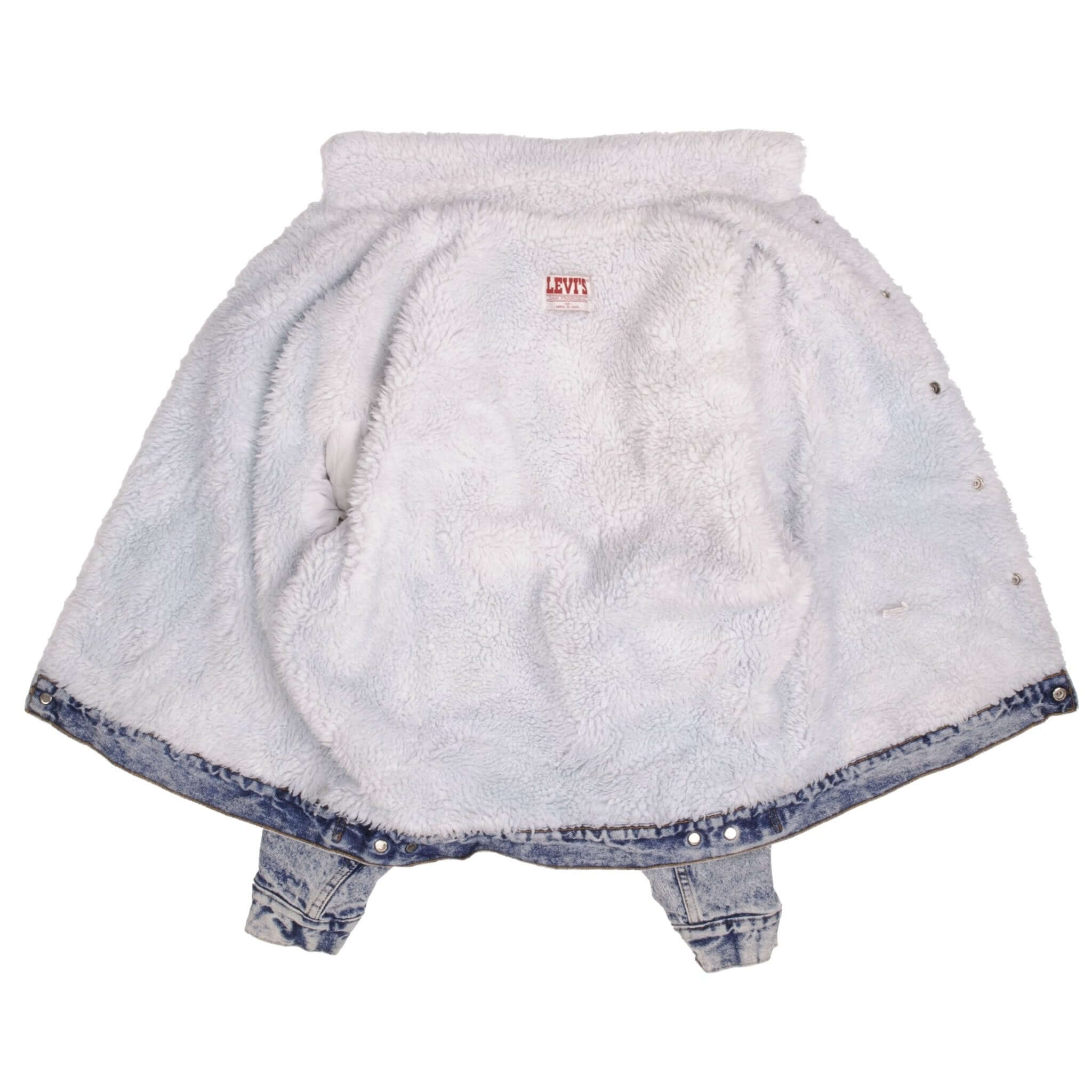 Vintage Levis Sherpa Trucker Denim Jacket 1980's Size 44R Made In USA. Button #527